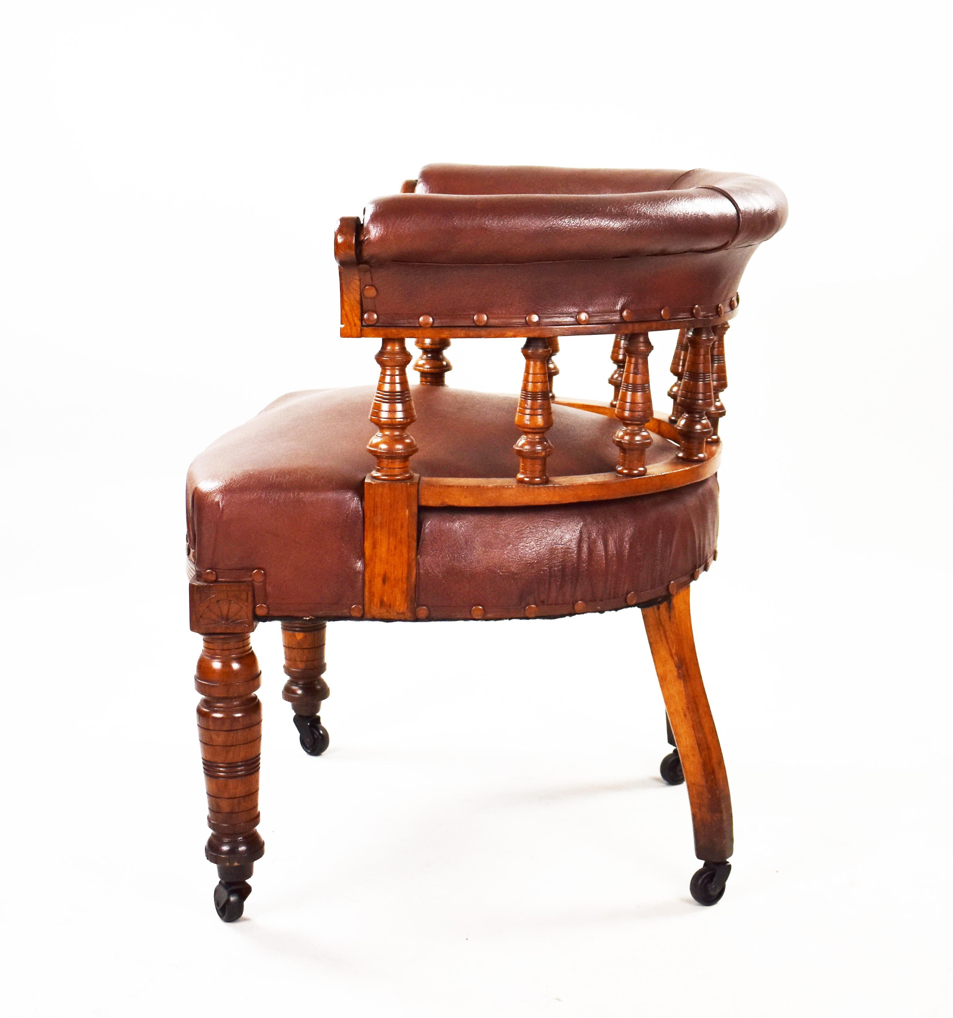 19th Century, English Victorian Oak Armchair For Sale 3
