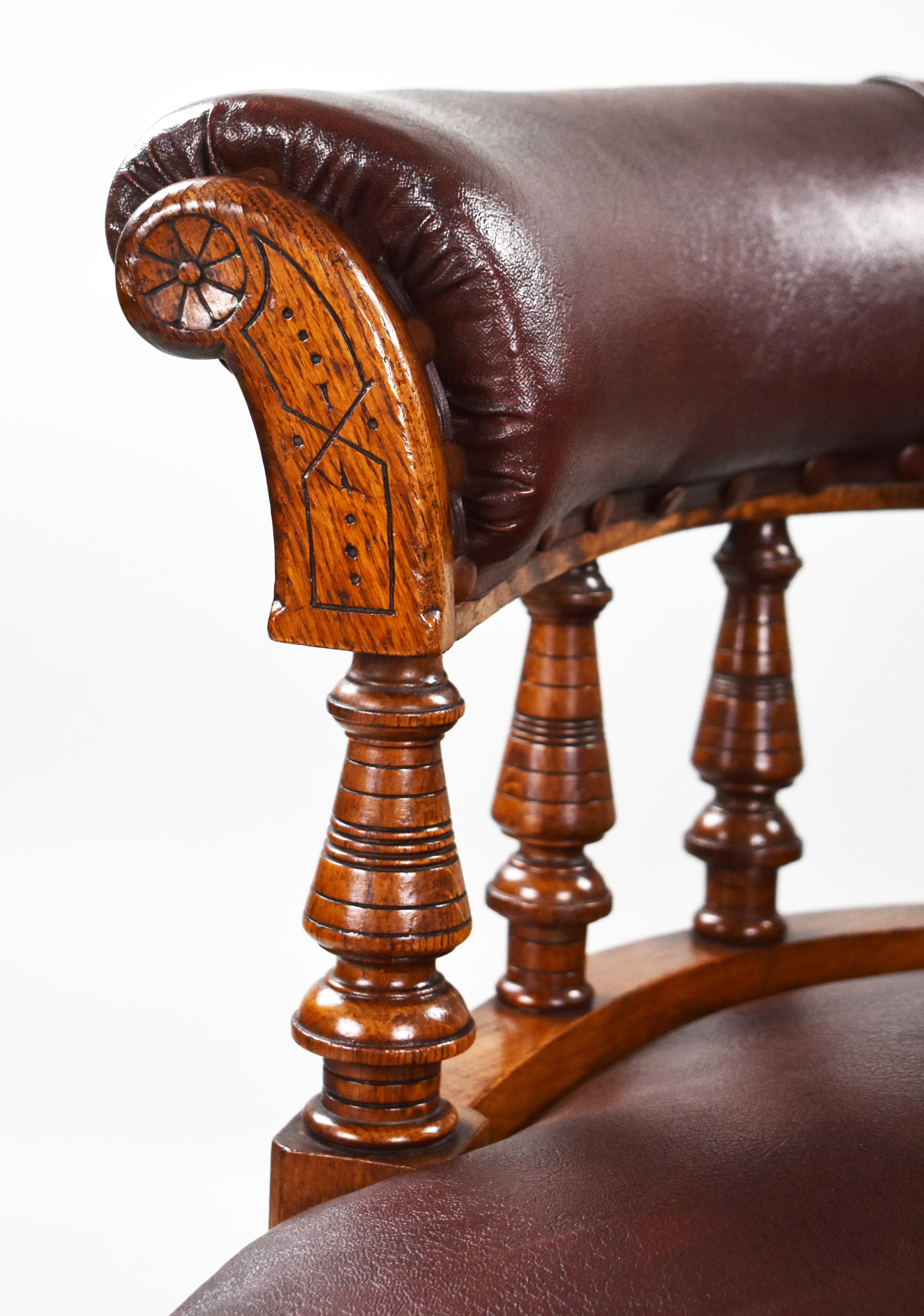 19th Century, English Victorian Oak Armchair For Sale 6
