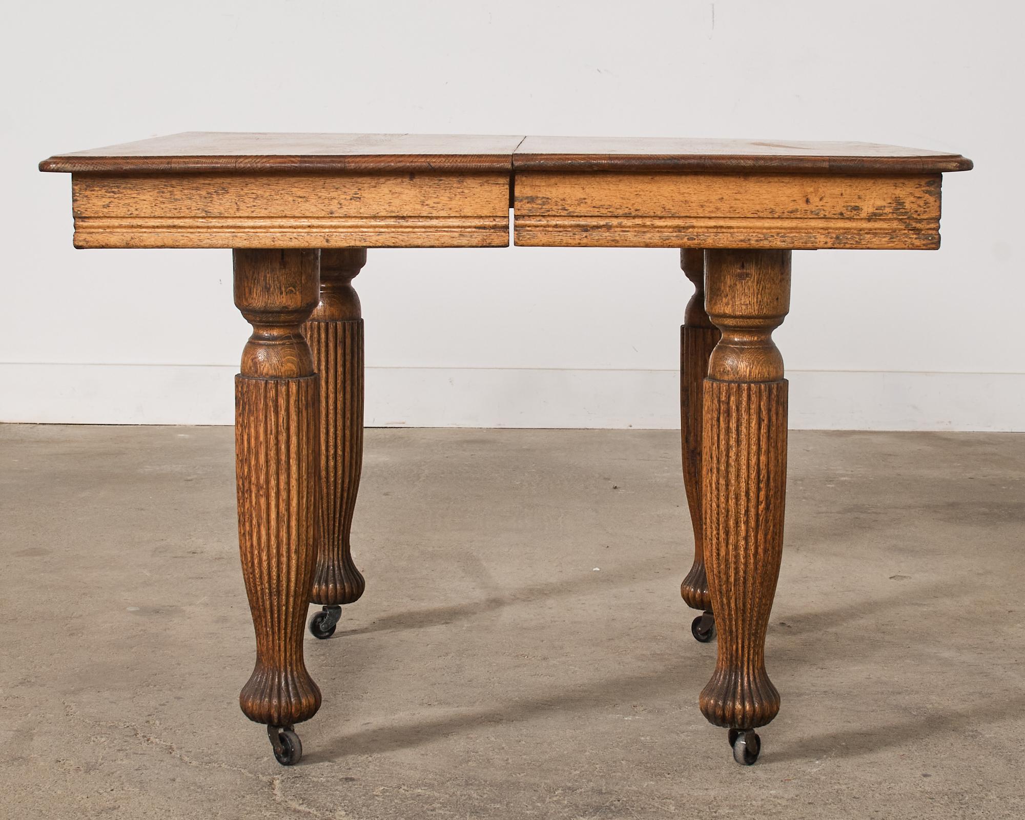 19th Century English Victorian Oak Dining Center Table For Sale 6
