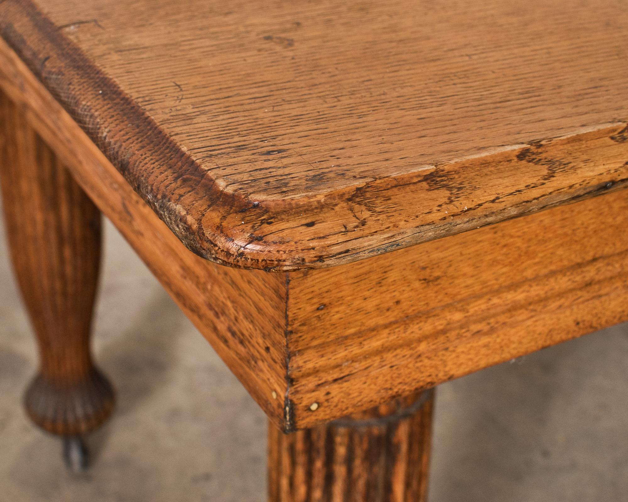 19th Century English Victorian Oak Dining Center Table For Sale 9