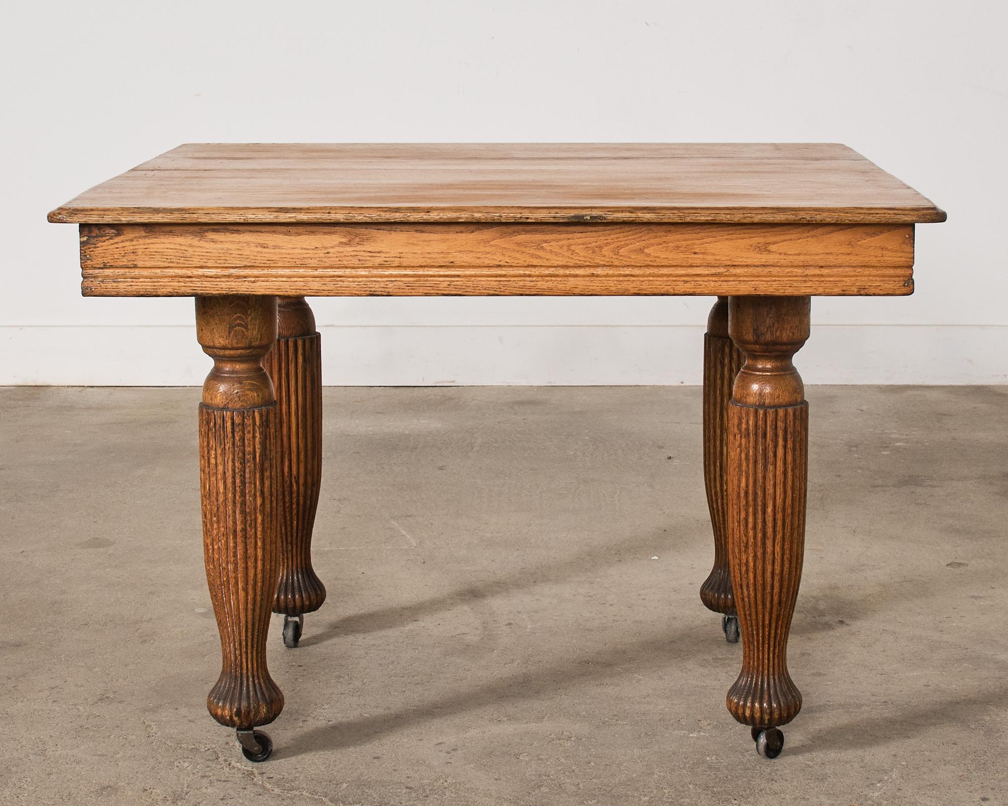 19th Century English Victorian Oak Dining Center Table For Sale 12