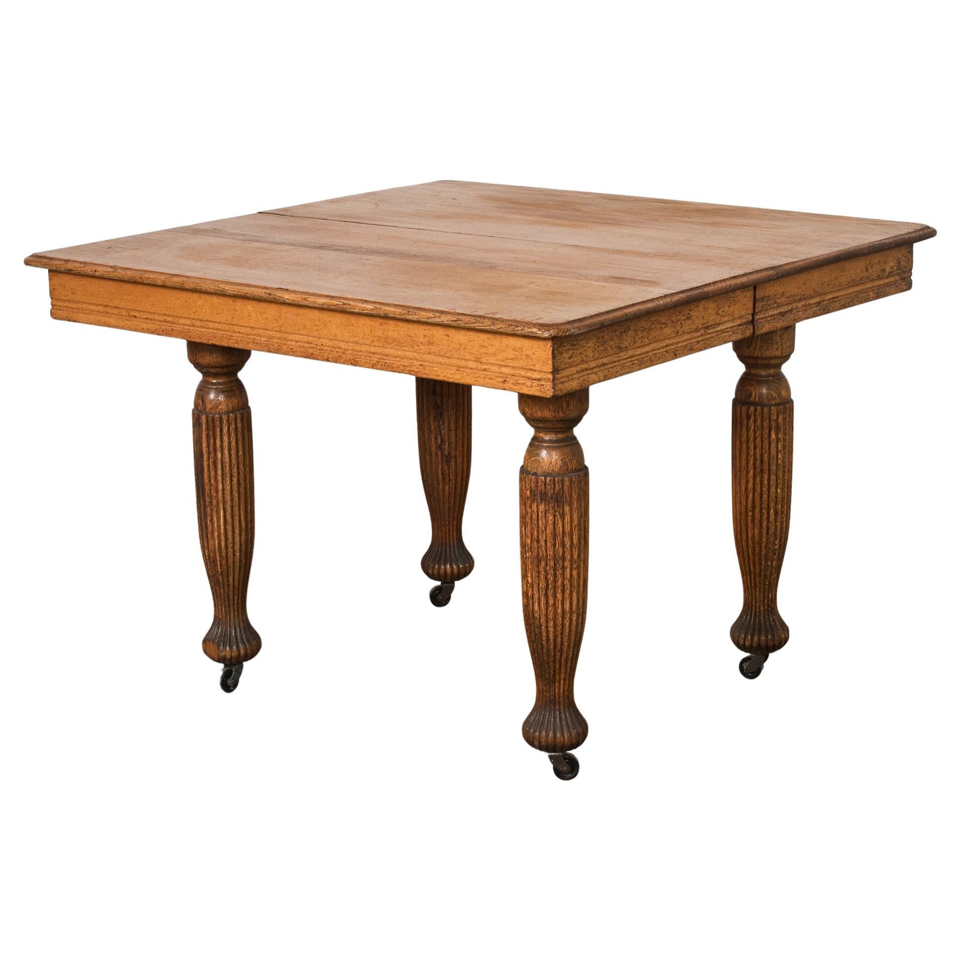19th Century English Victorian Oak Dining Center Table For Sale