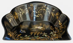 19th Century English Victorian Papier Mache Inlay & Gold Leaf Dust Pan