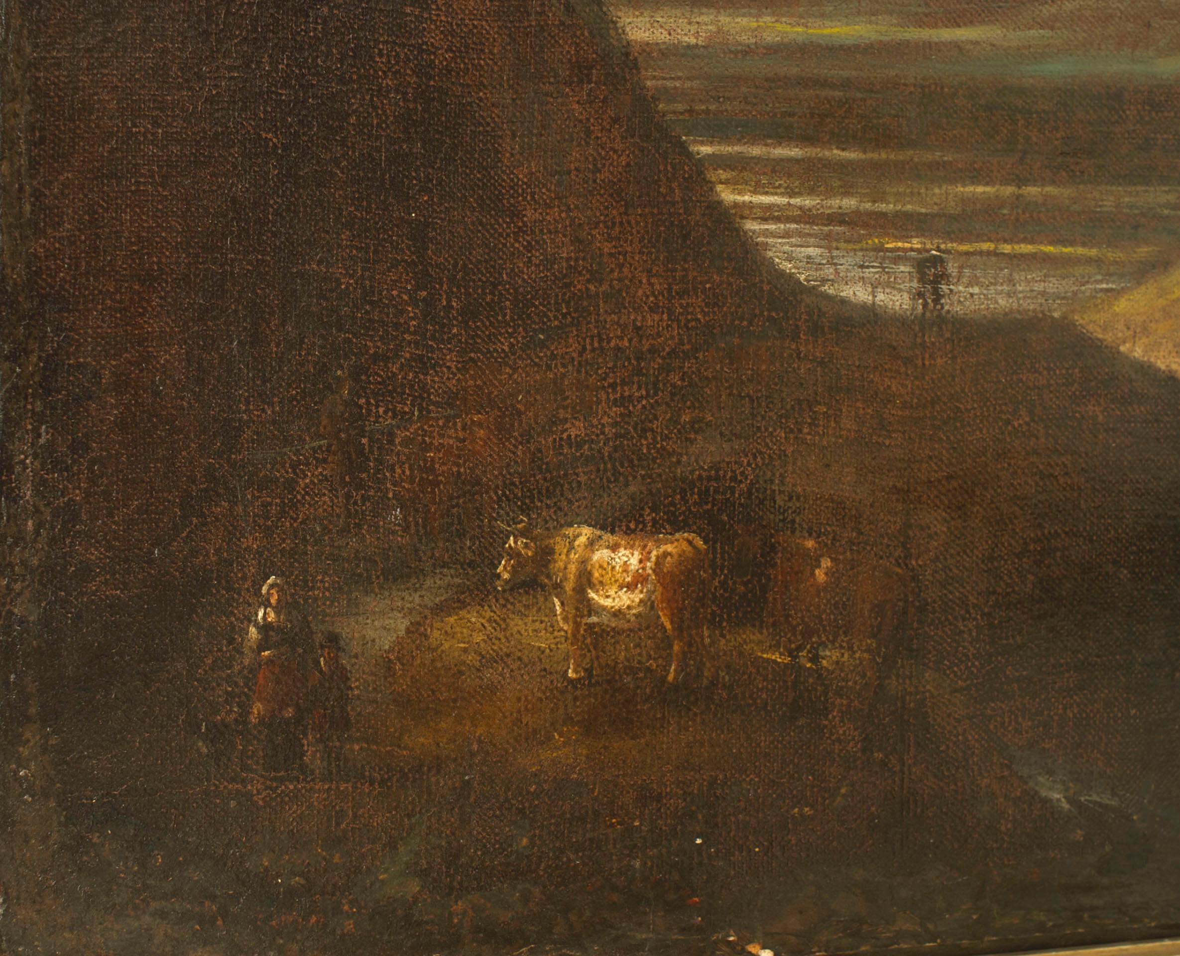 British 19th Century English Victorian Pastoral Landscape of a Cow in a Valley For Sale