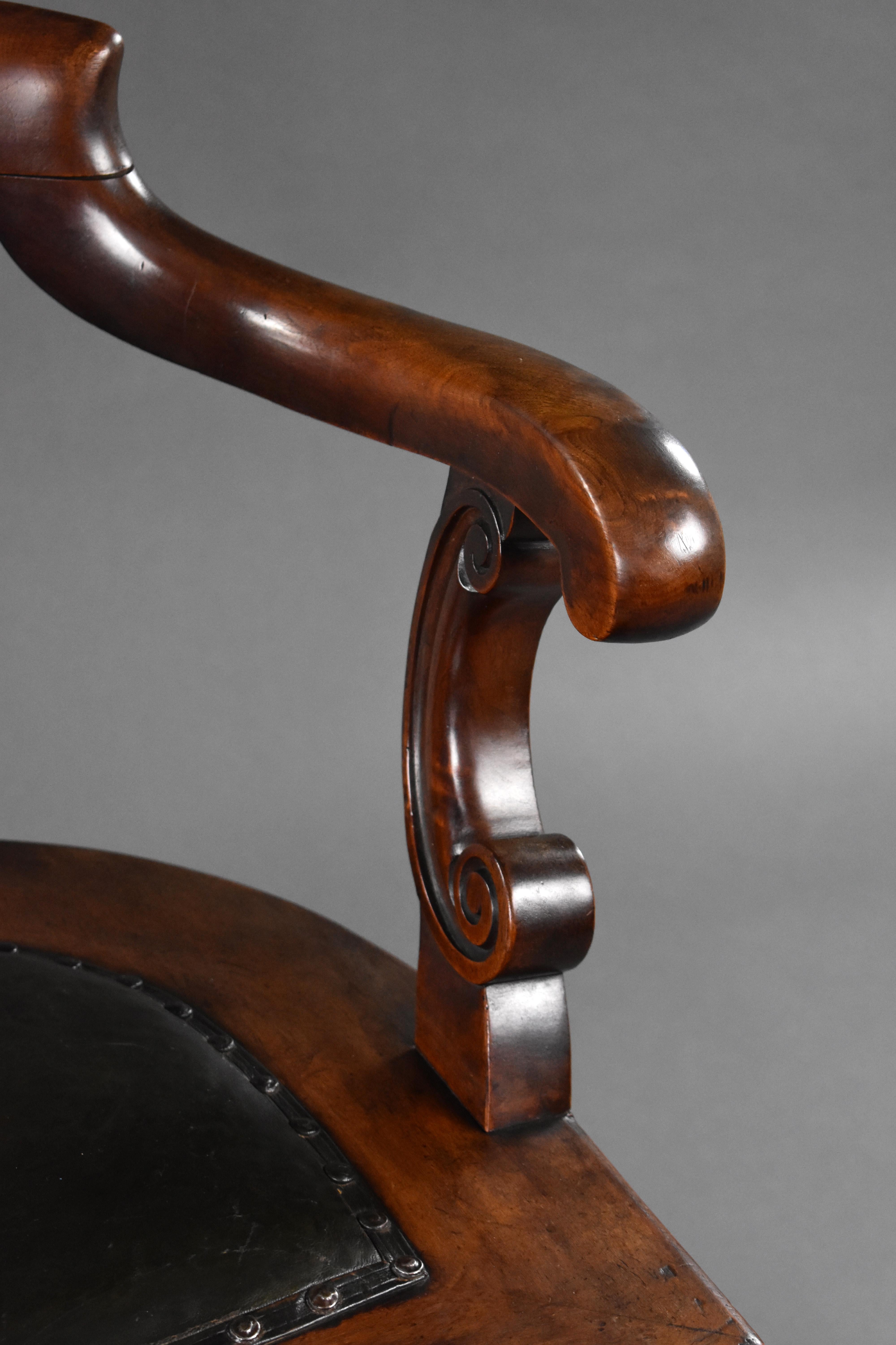 19th Century English Victorian Red Walnut Swivel Desk Chair 7