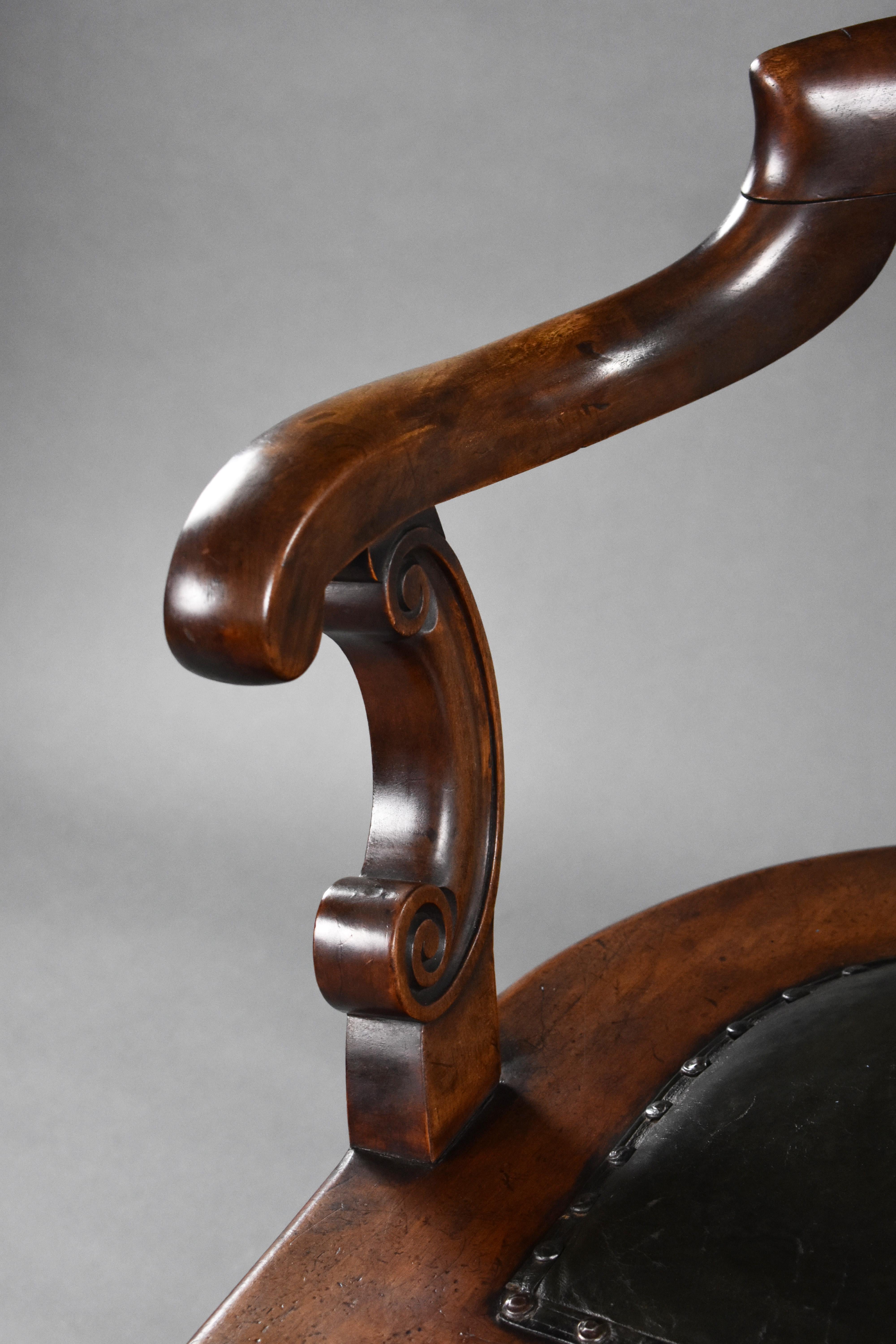 19th Century English Victorian Red Walnut Swivel Desk Chair 5