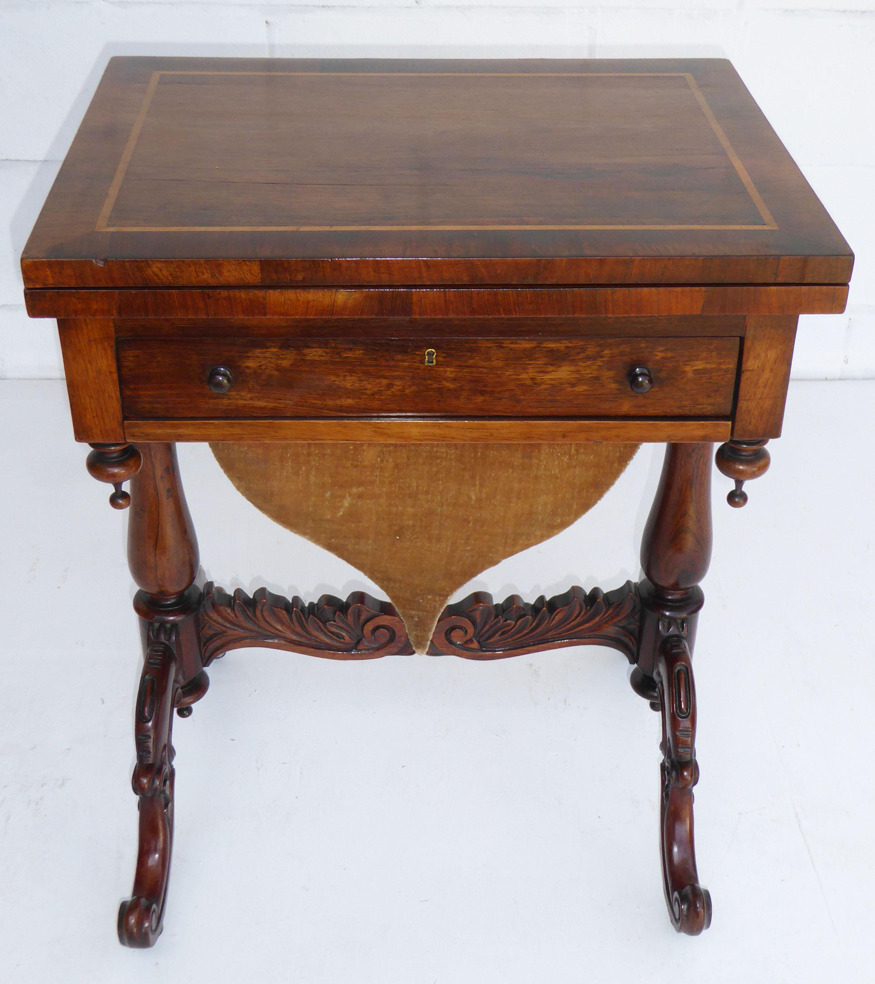 Early Victorian 19th Century English Victorian Rosewood Games Table For Sale