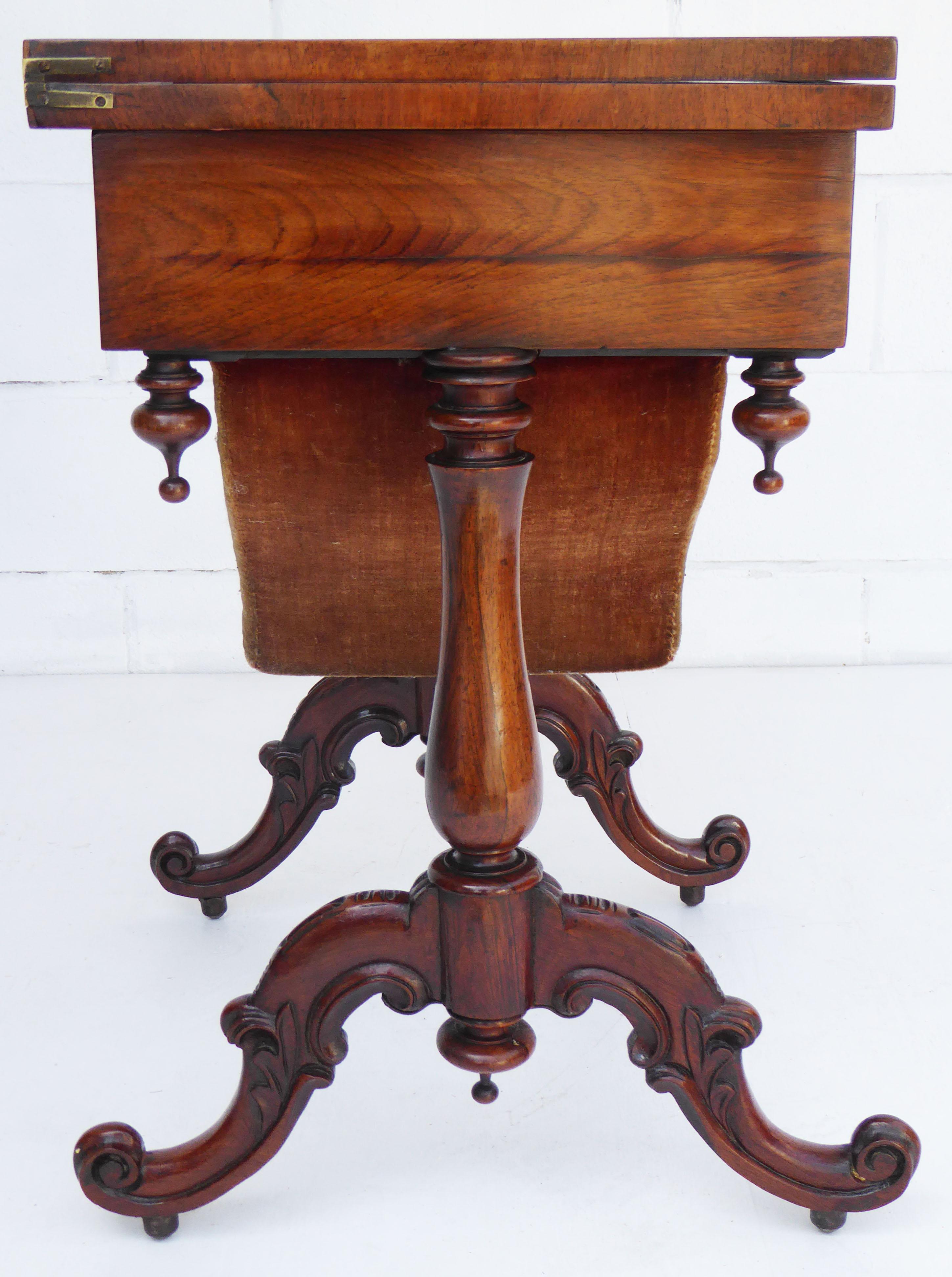 19th Century English Victorian Rosewood Games Table For Sale 3