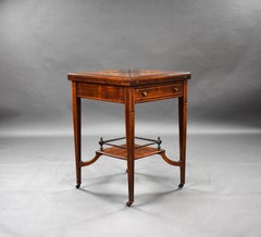 19th Century English Victorian Rosewood Inlaid Envelope Card Table