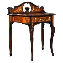 19th Century English Victorian Rosewood Inlaid Ladies Writing Table