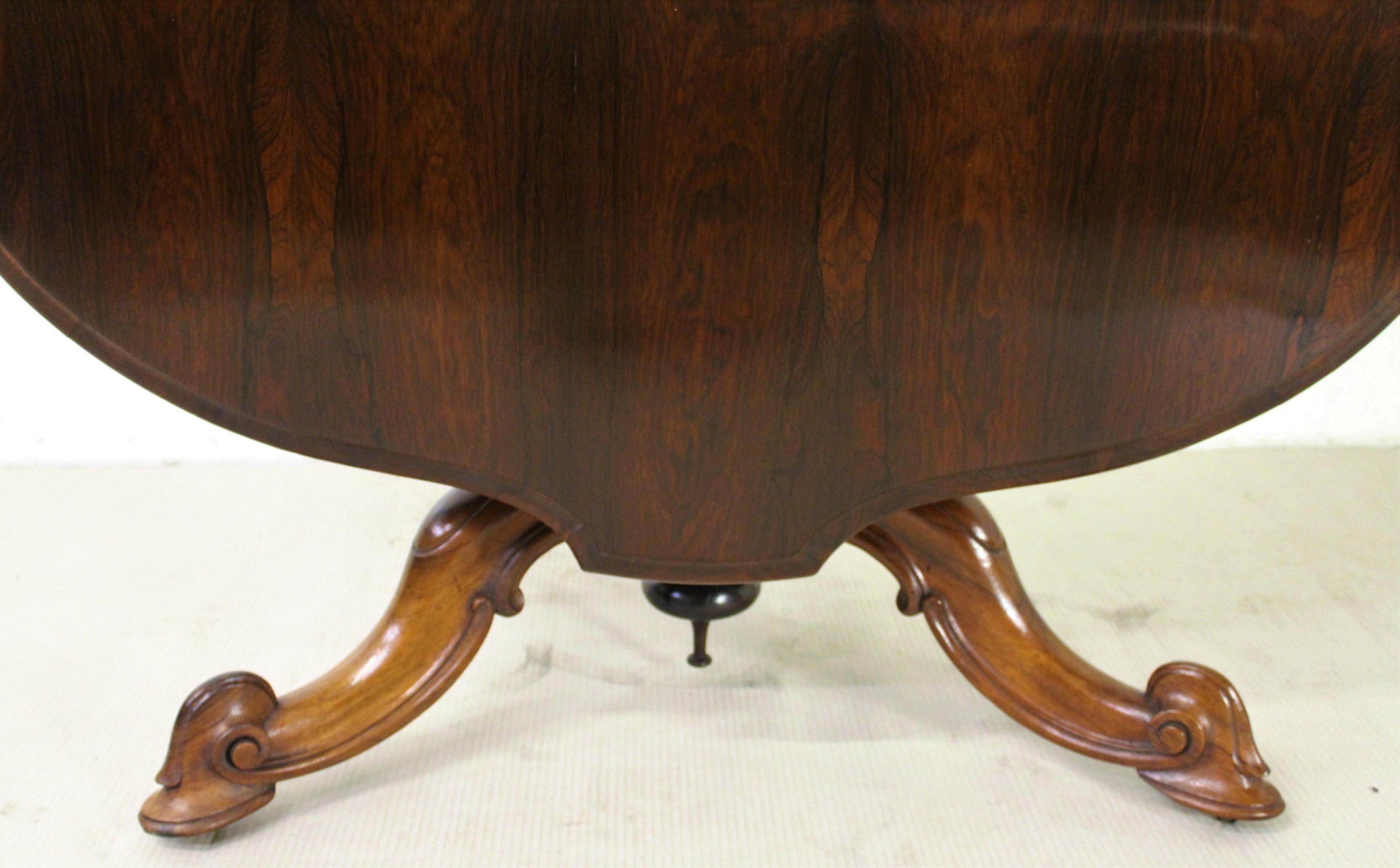 19th Century English Victorian Rosewood Loo Table 1