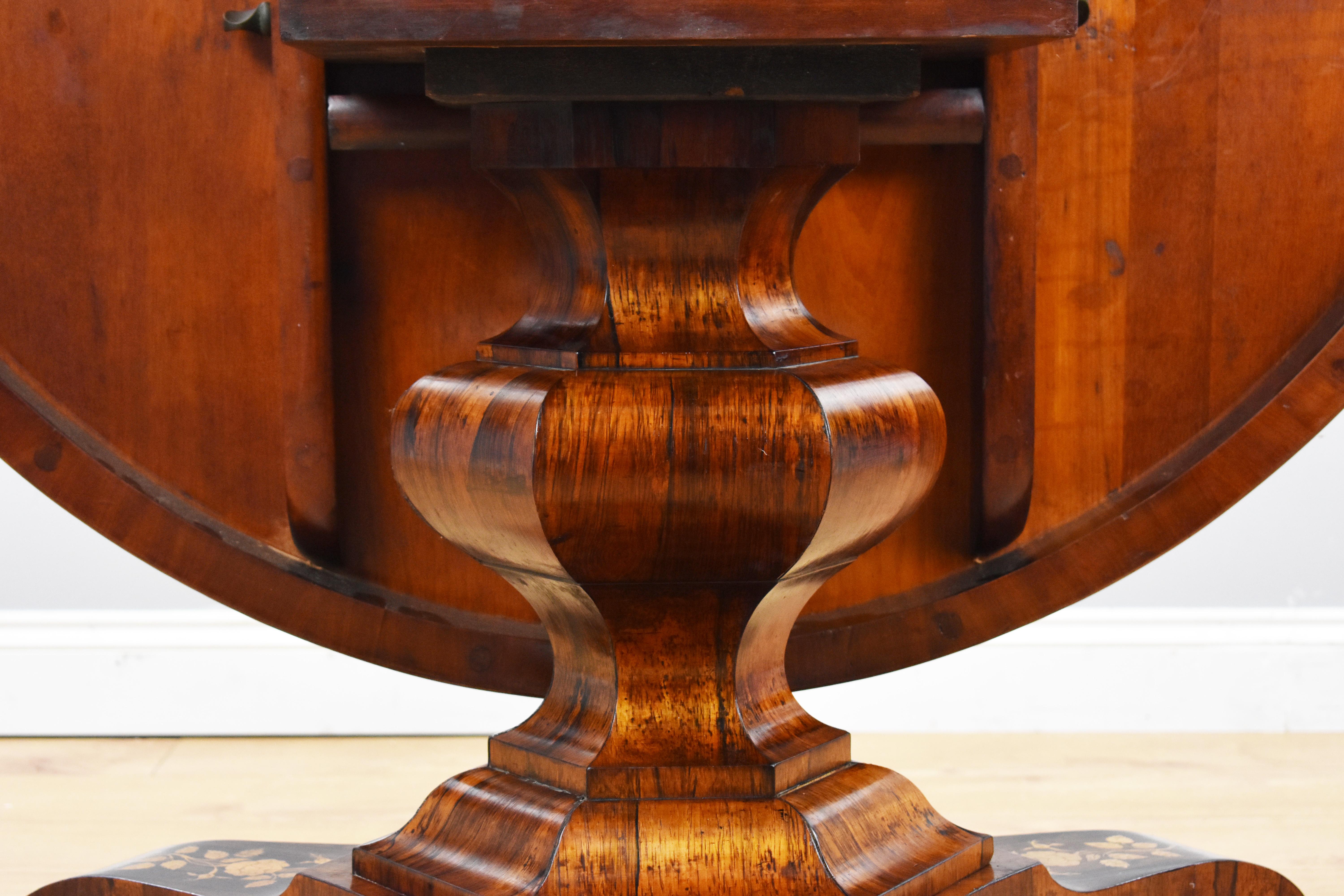 19th Century English Victorian Rosewood Marquetry Circular Table by Druce & Co 8