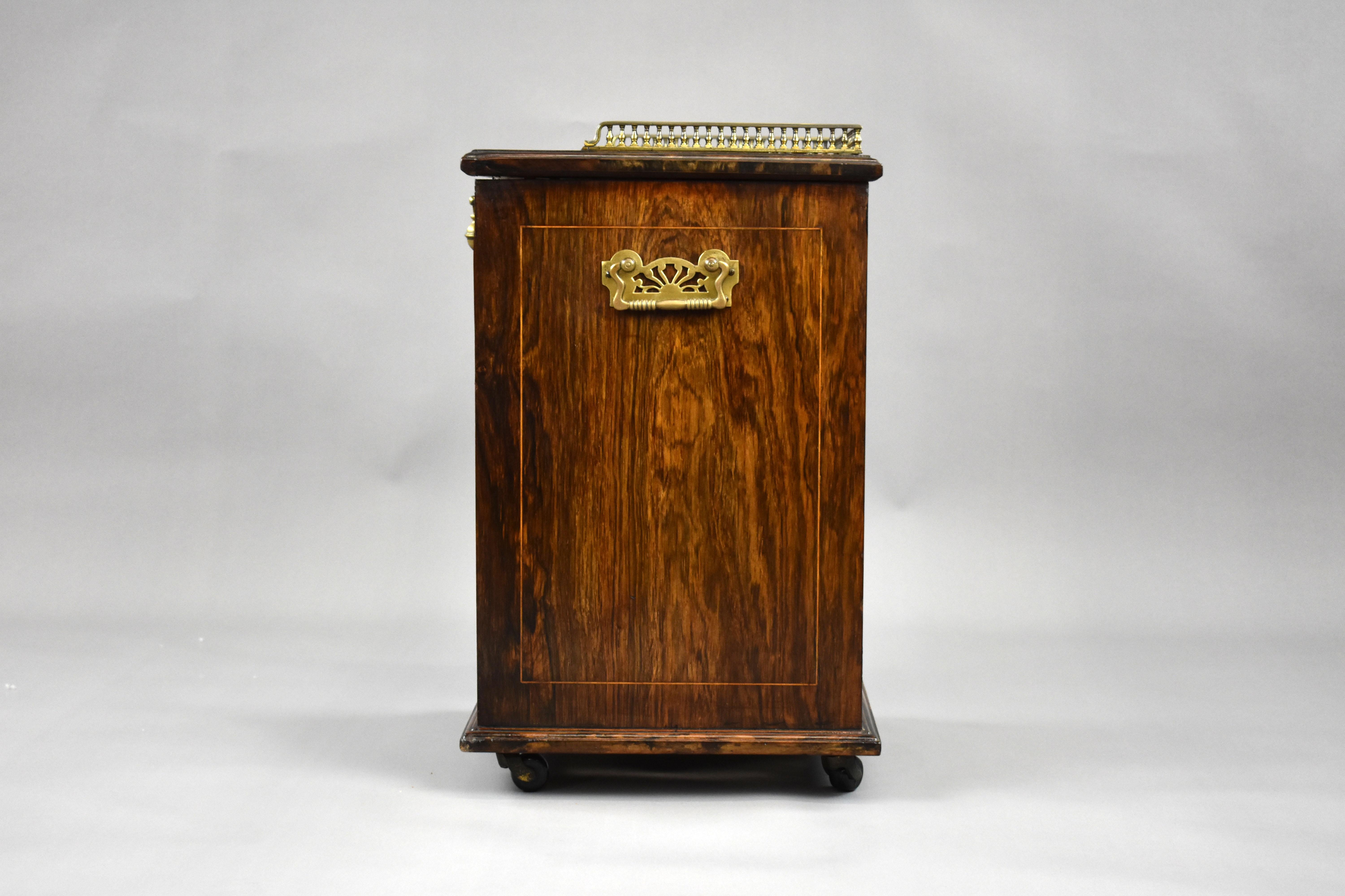 19th Century English Victorian Rosewood Marquetry Coal Purdonium For Sale 6