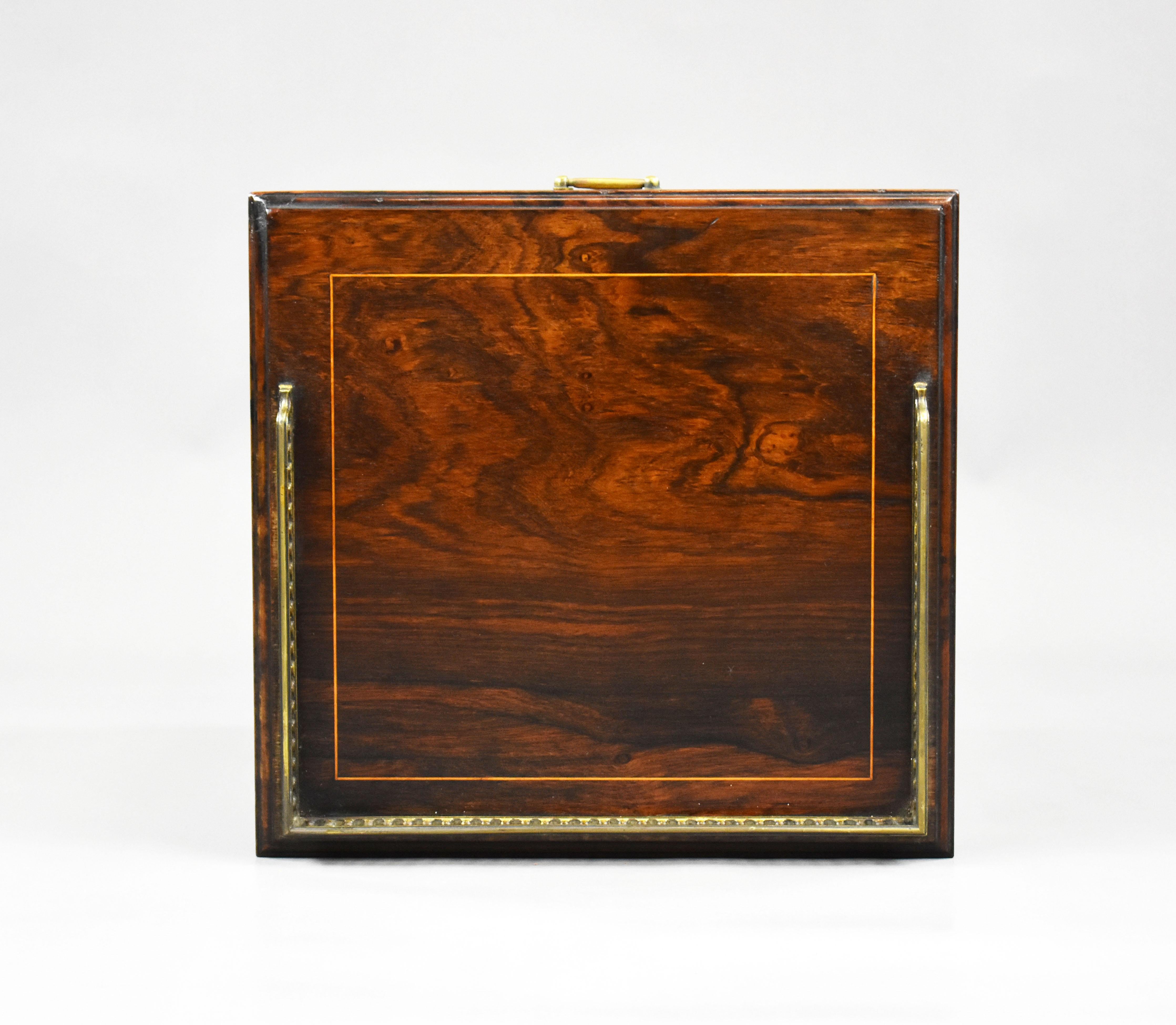 19th Century English Victorian Rosewood Marquetry Coal Purdonium For Sale 8