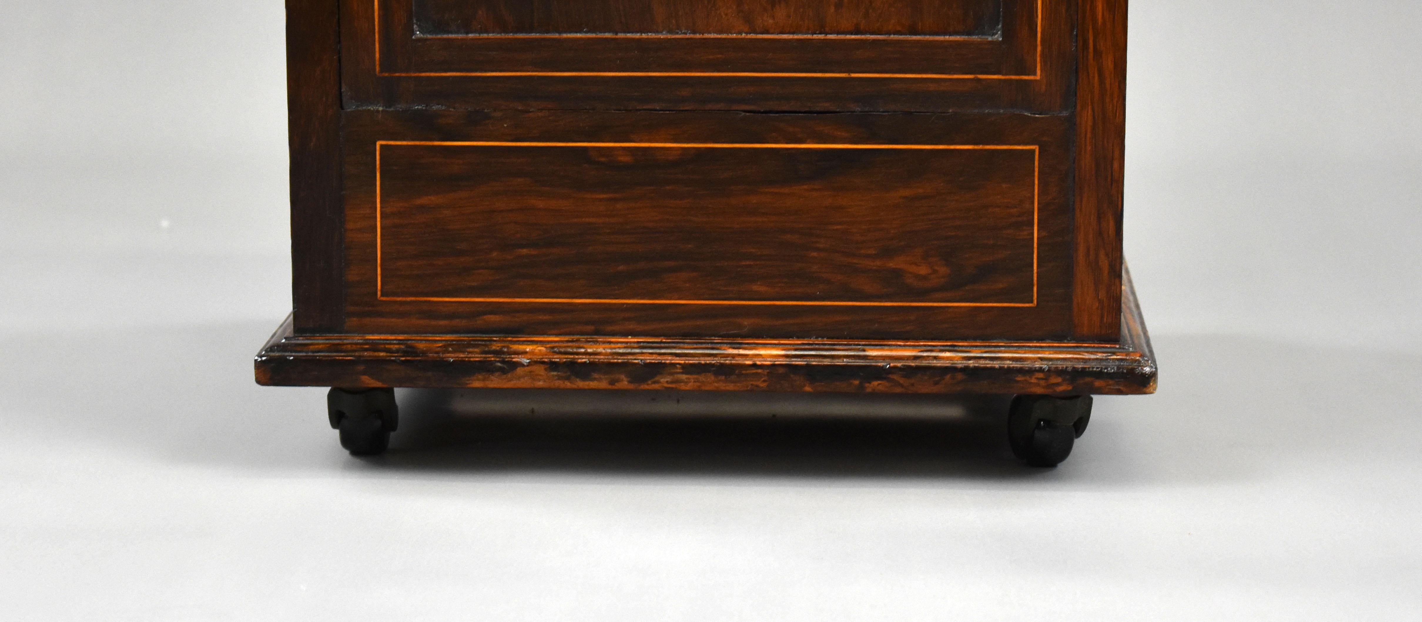 19th Century English Victorian Rosewood Marquetry Coal Purdonium For Sale 3