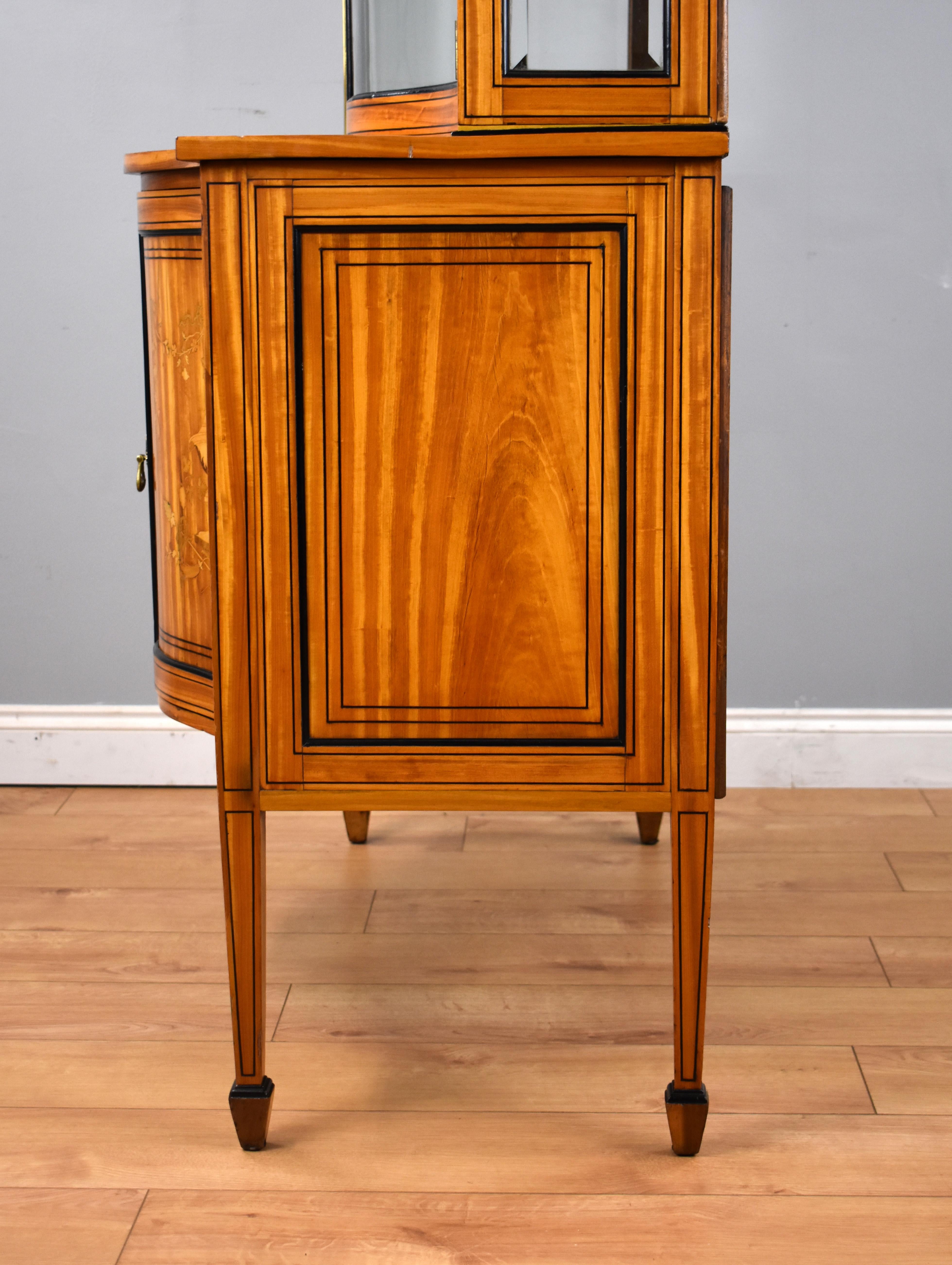 19th Century English Victorian Satinwood Display Cabinet For Sale 11
