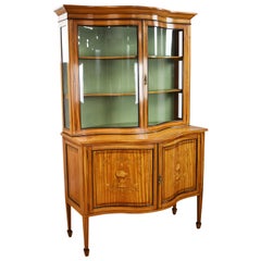 Antique 19th Century English Victorian Satinwood Display Cabinet