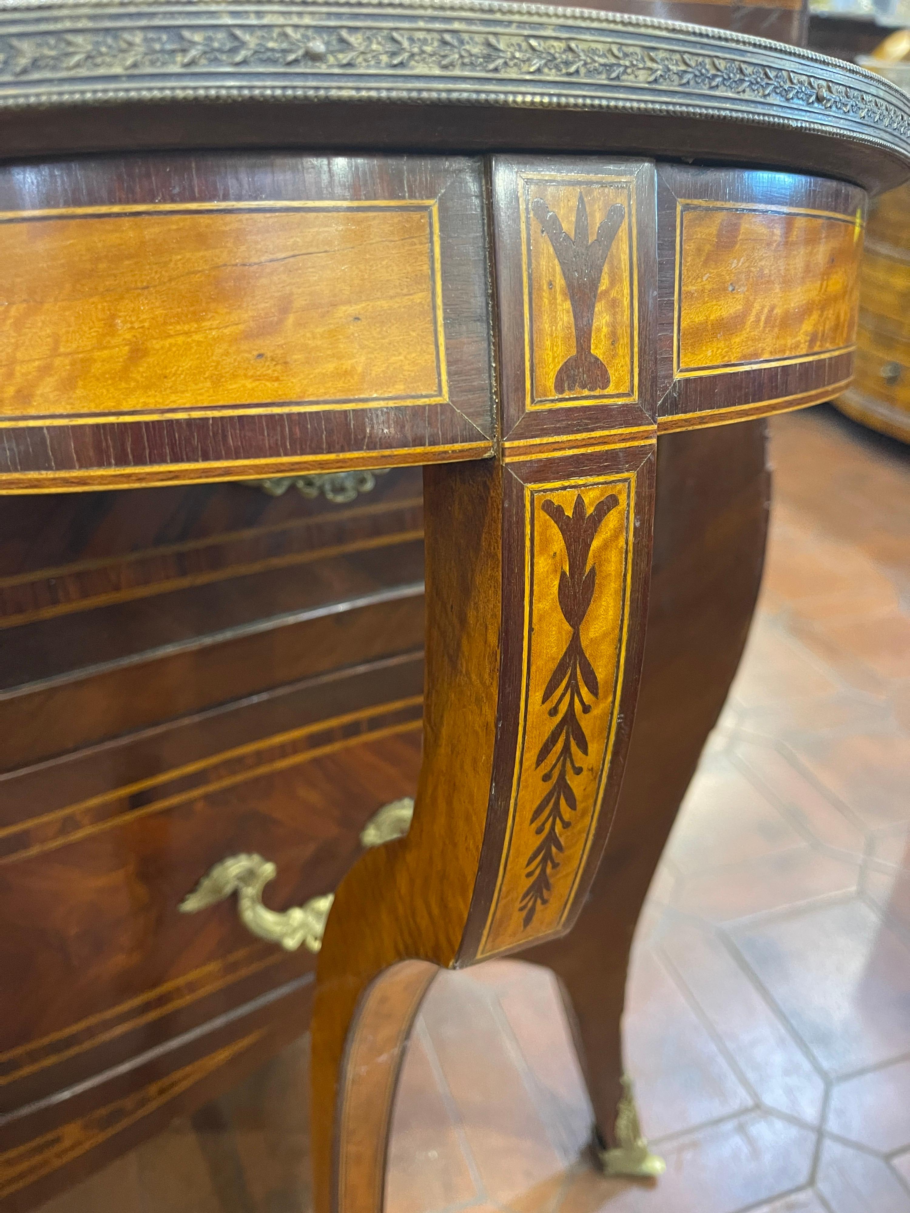 19th Century English Victorian Satinwood Inlay Wall Console Demi Lune In Good Condition In Roma, RM