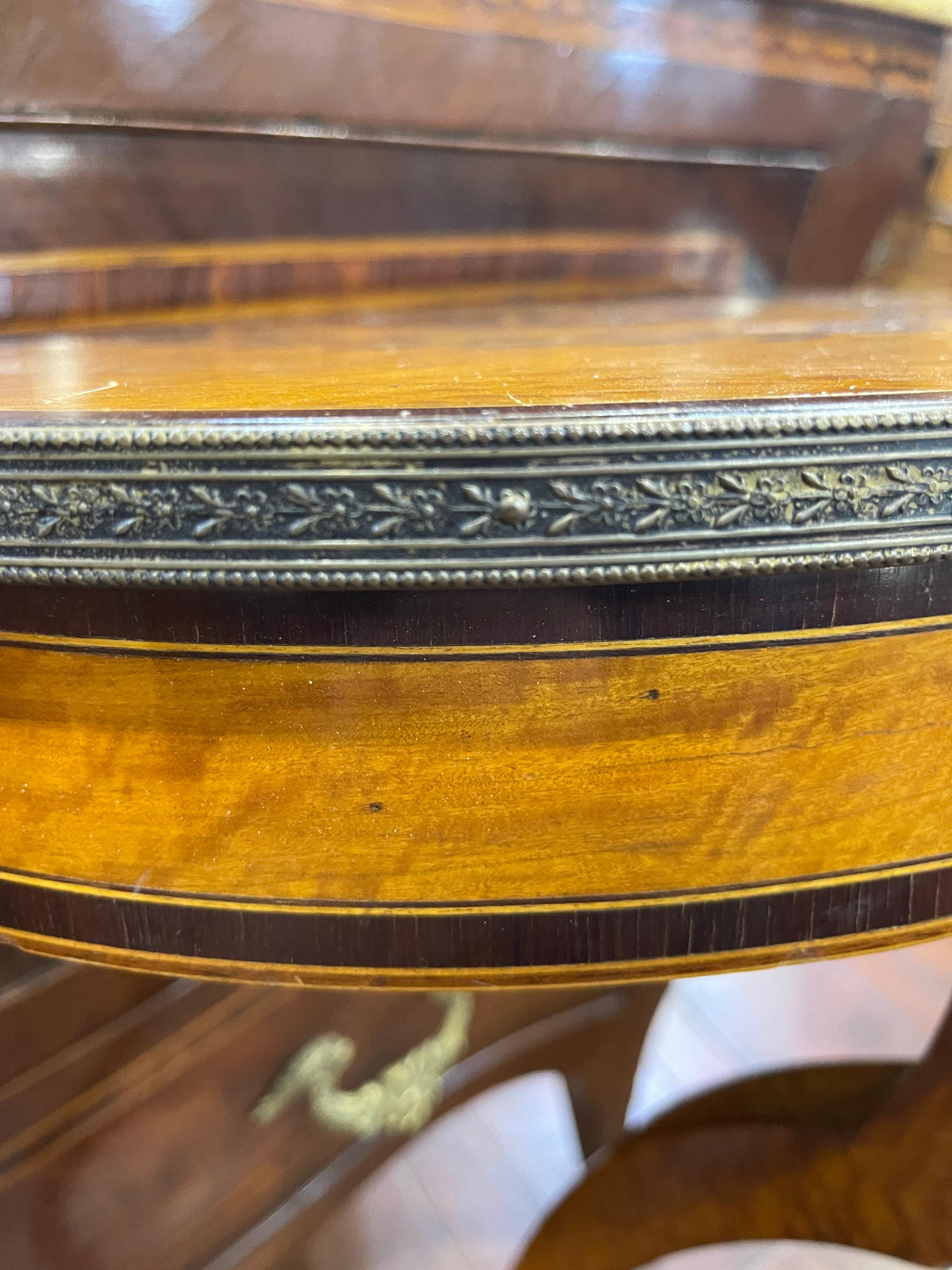 Mid-19th Century 19th Century English Victorian Satinwood Inlay Wall Console Demi Lune