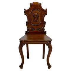 Antique 19th Century English Victorian Shield Back Hall Chair of Oak