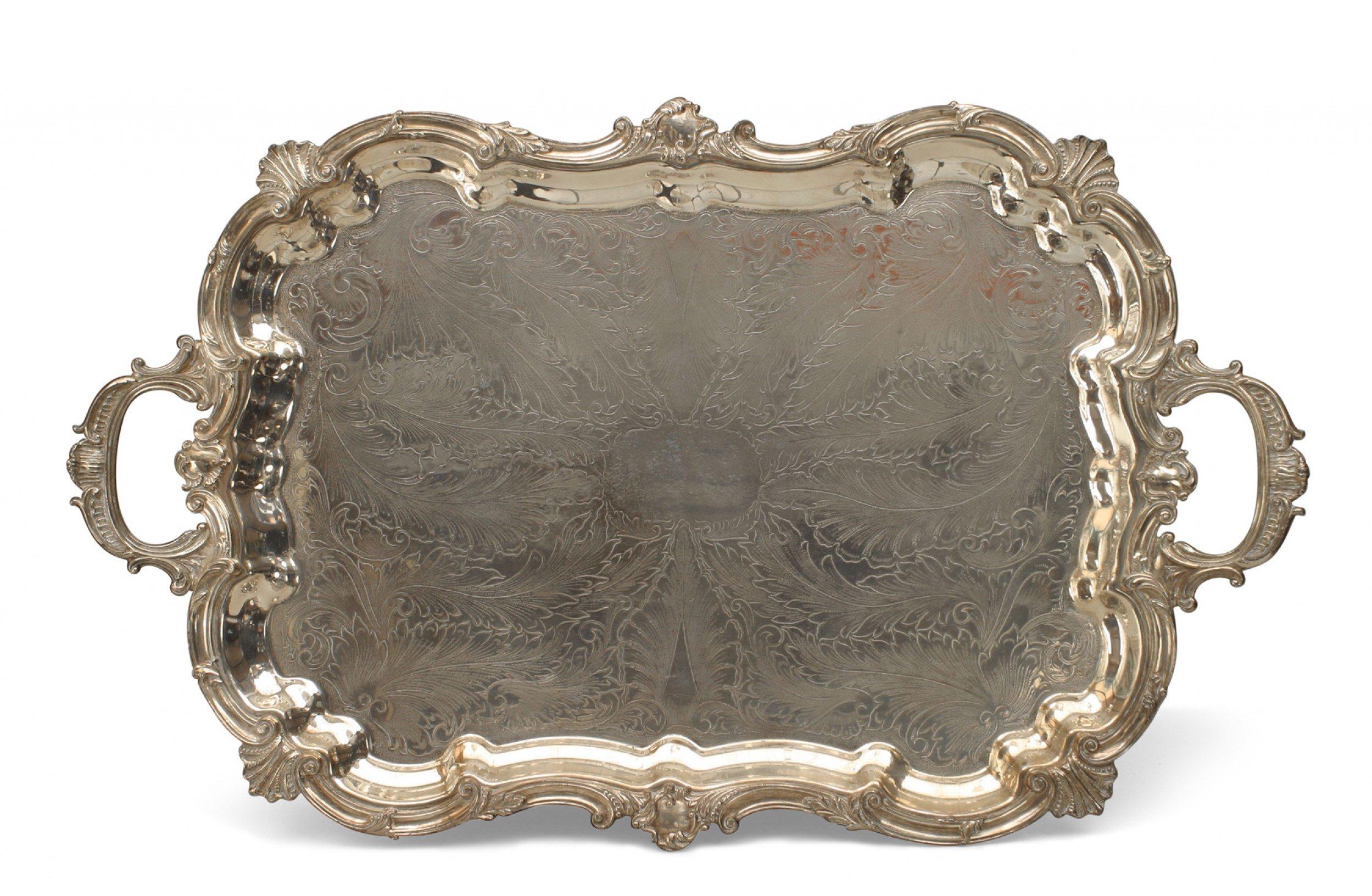 British 19th Century English Victorian Silver Plate Tray For Sale