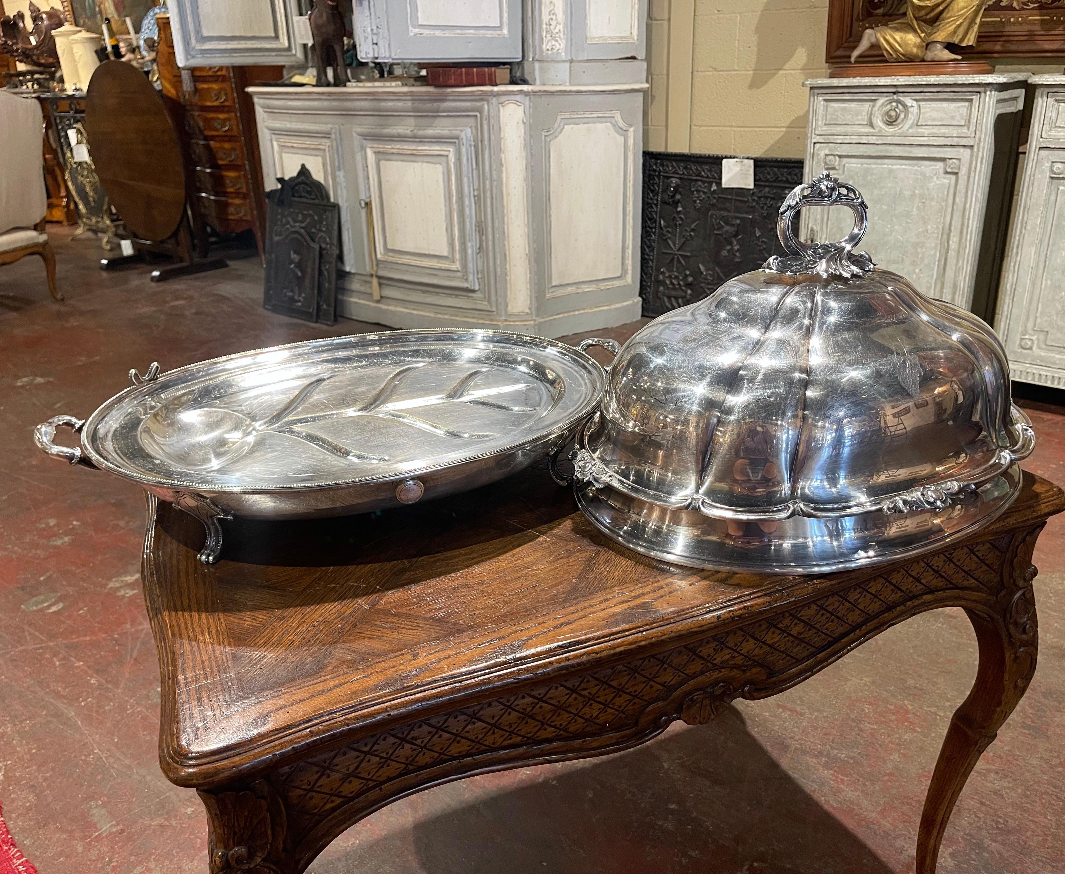 19th Century English Victorian Silver Plated Two-Piece Well Tree and Meat Dome  3