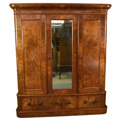 Antique 19th century English Victorian triple wardrobe 