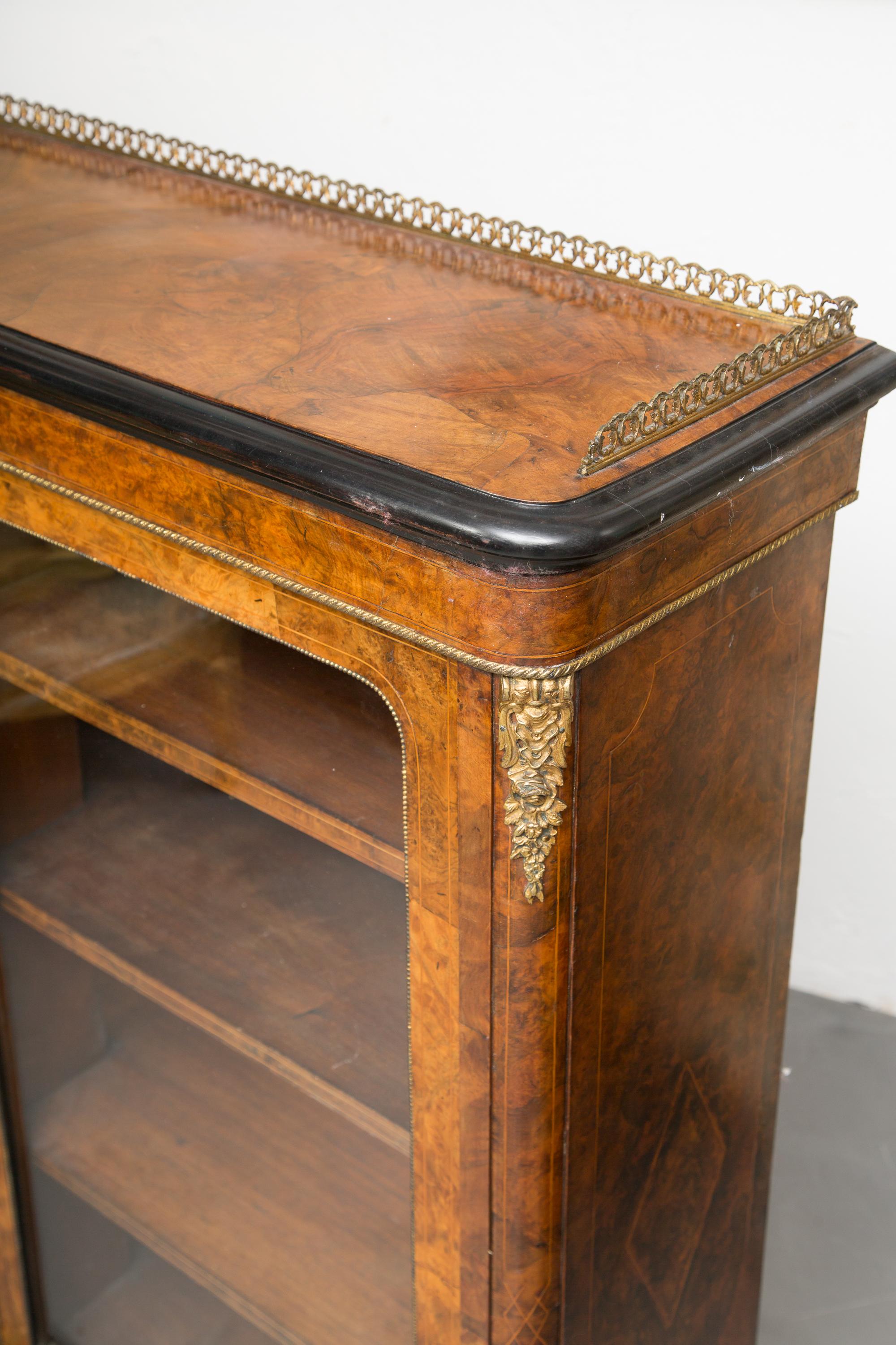 Woodwork 19th Century English Victorian Walnut Bookcase For Sale