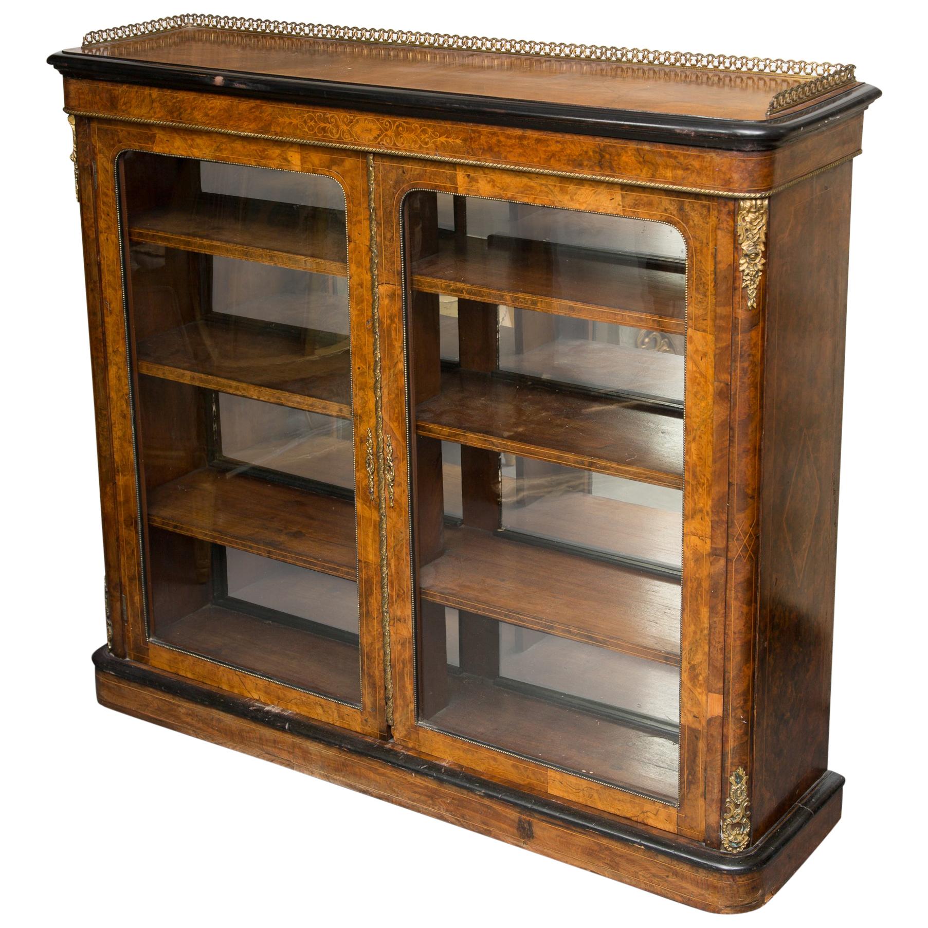 19th Century English Victorian Walnut Bookcase