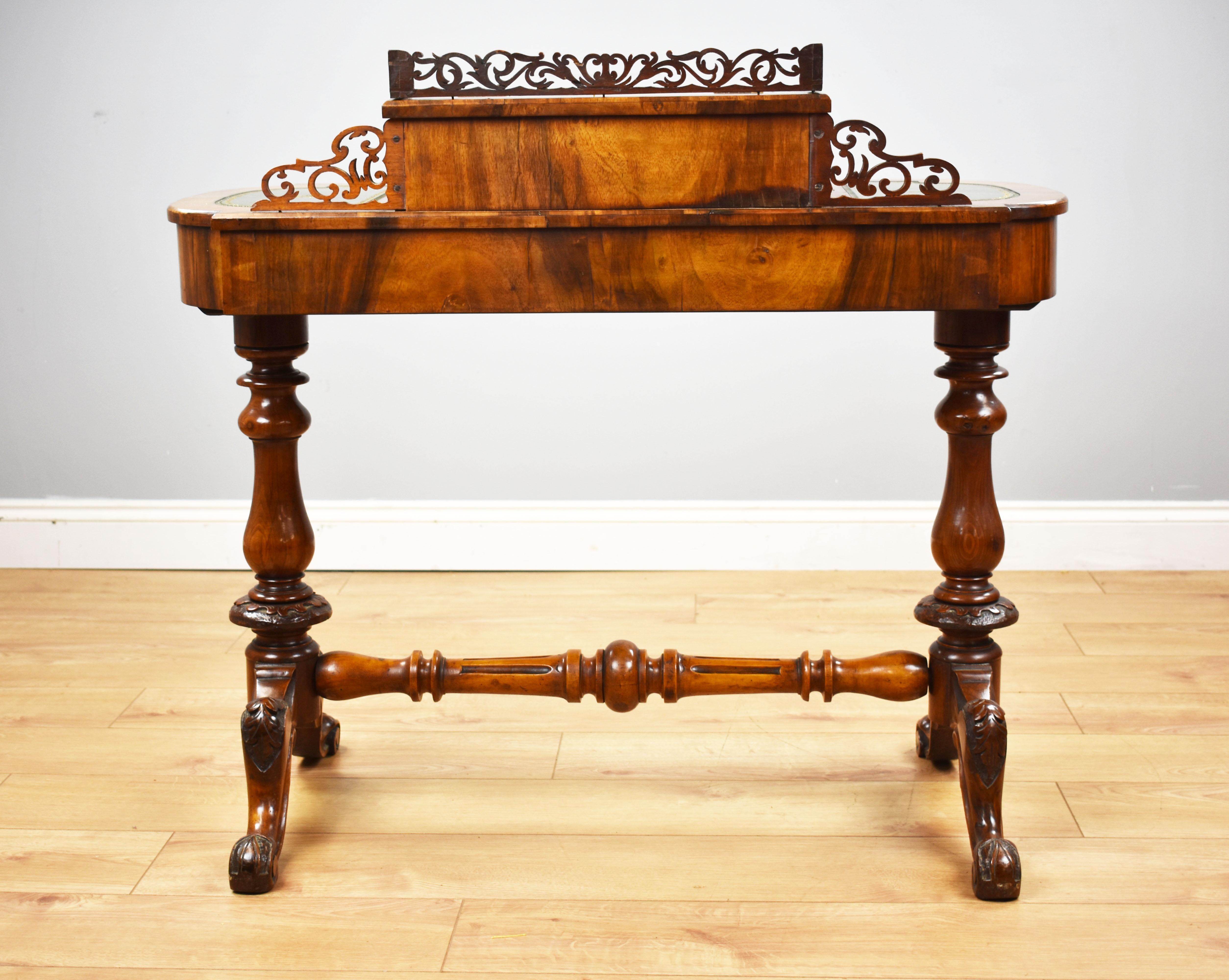 19th Century English Victorian Walnut Inlaid Writing Table 7