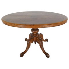 Antique 19th Century English Victorian Walnut Loo Centre Table