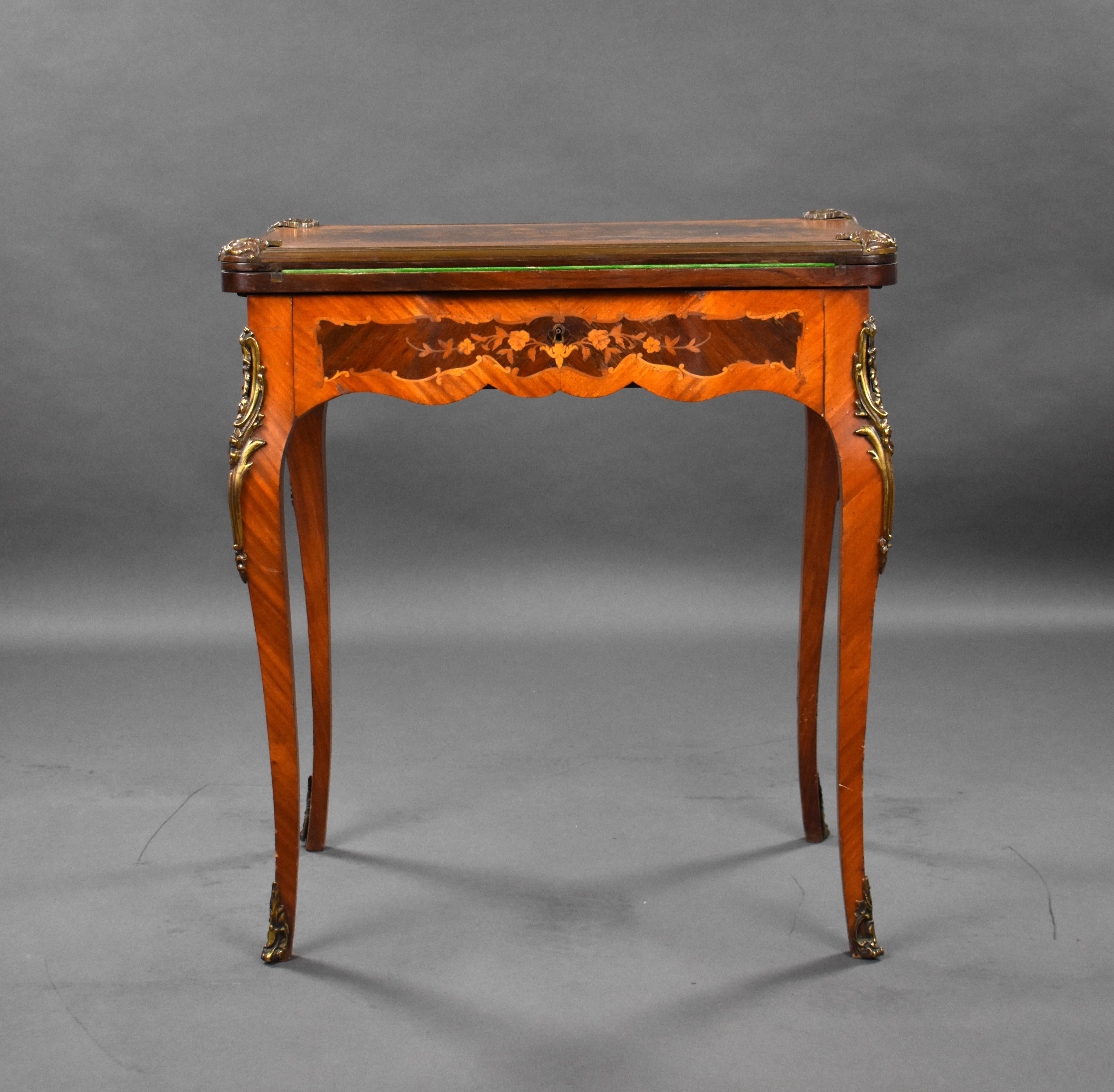 19th Century English Victorian Walnut & Marquetry Card Table & Vanity For Sale 1