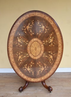 19th Century English Victorian Walnut Marquetry Table