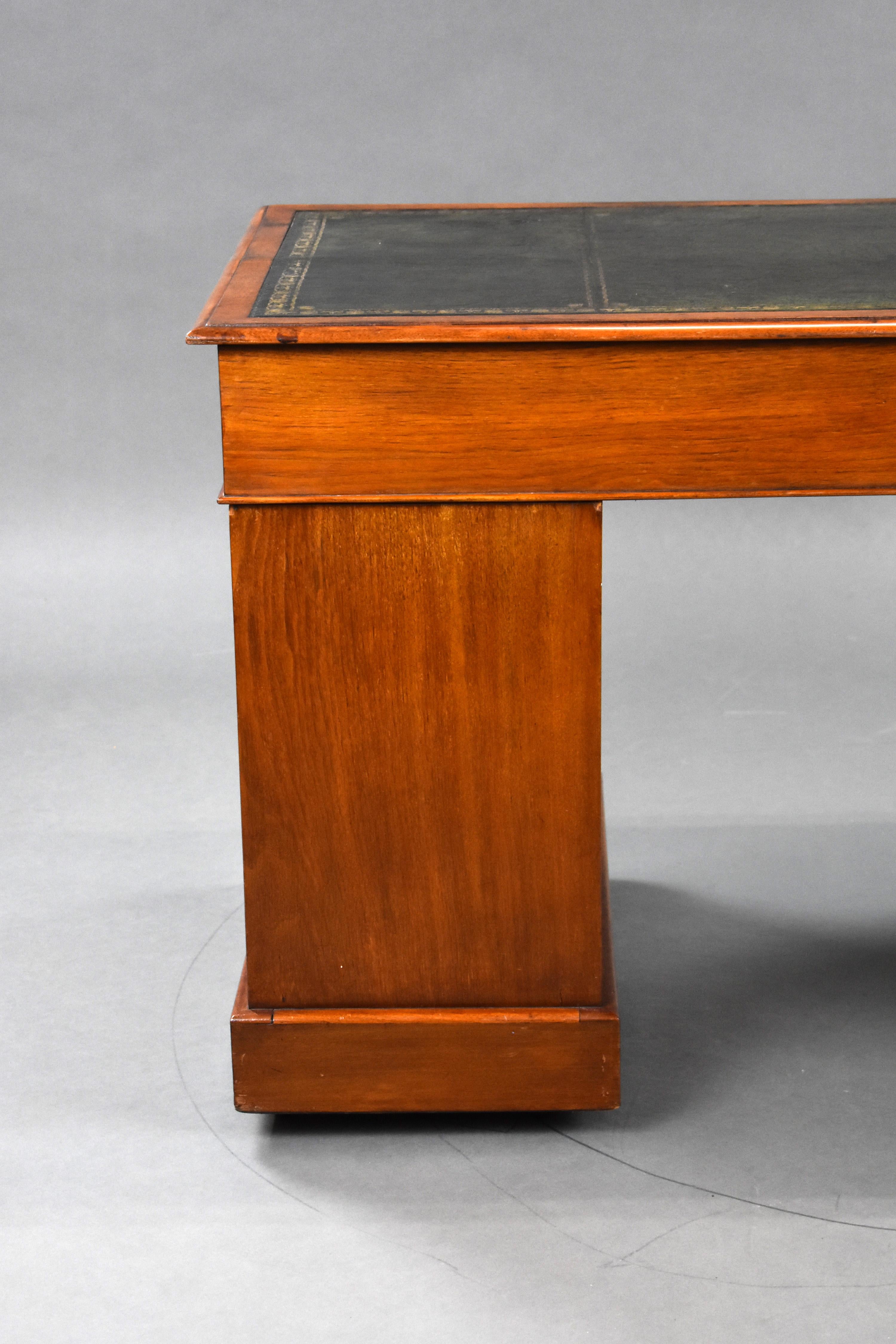 19th Century English Victorian Walnut Pedestal Desk 7