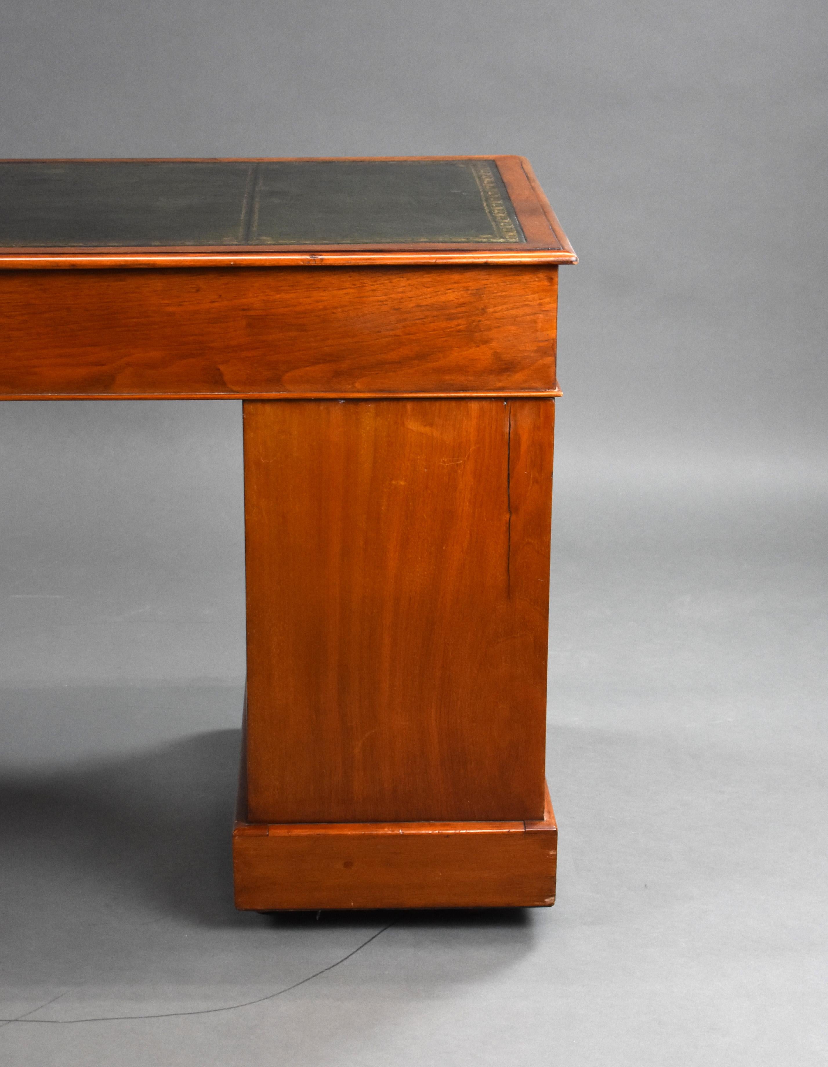 19th Century English Victorian Walnut Pedestal Desk 8