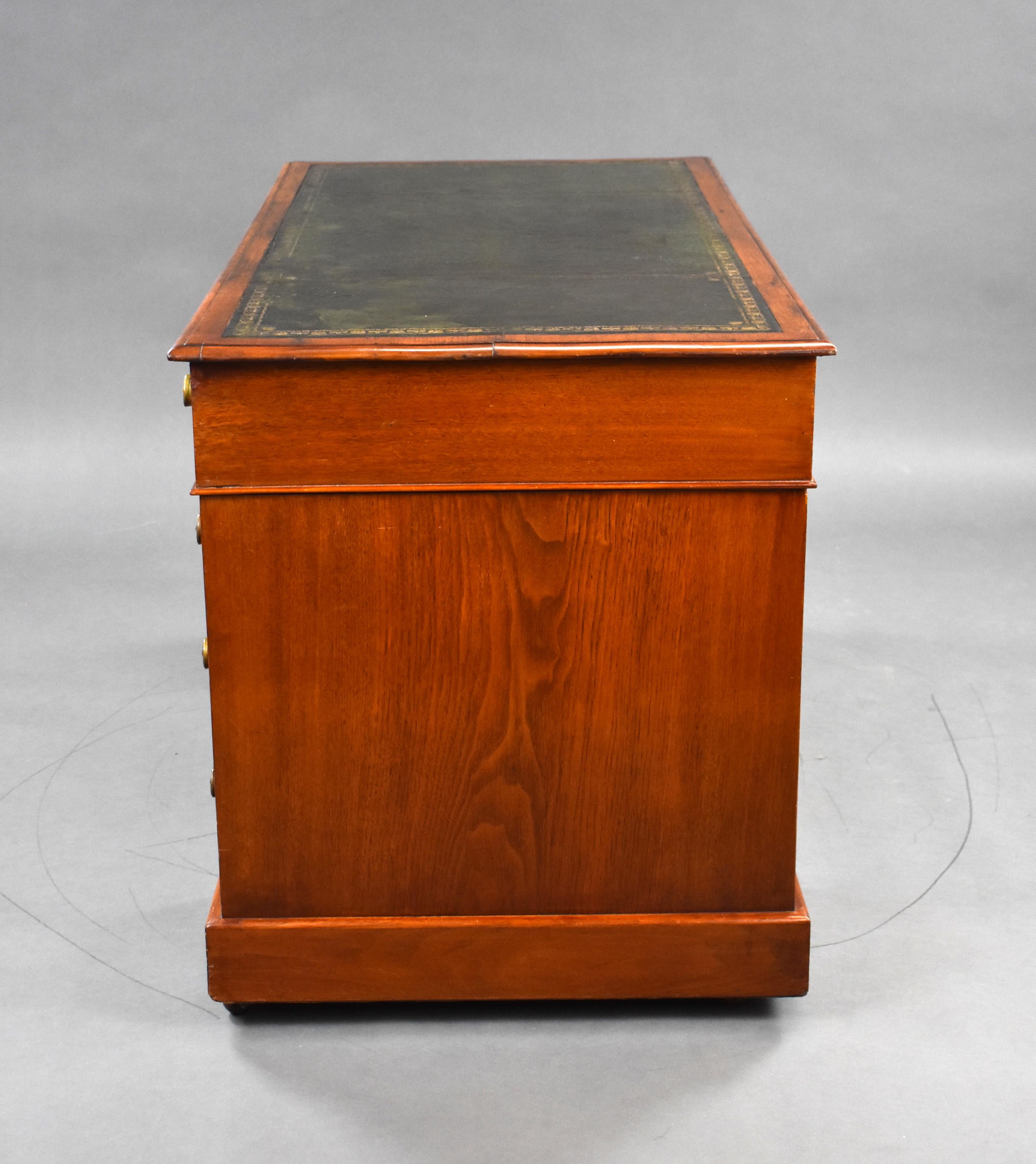 19th Century English Victorian Walnut Pedestal Desk 9
