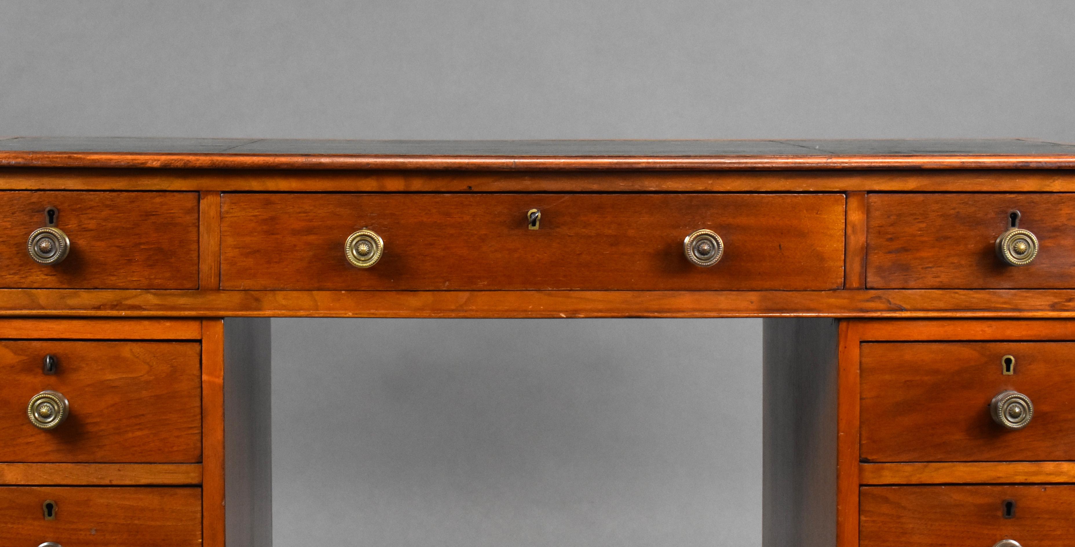 19th Century English Victorian Walnut Pedestal Desk 1