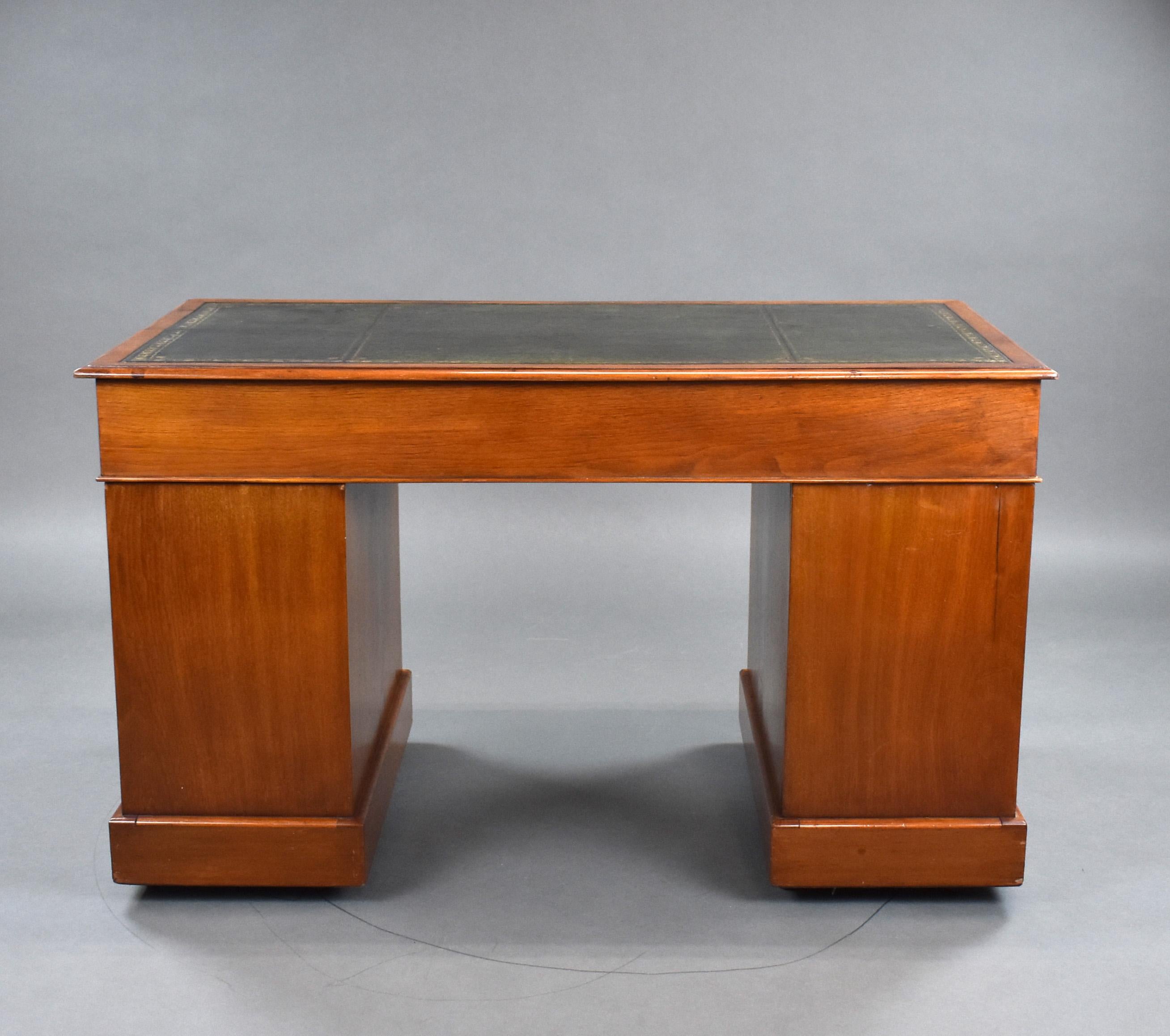19th Century English Victorian Walnut Pedestal Desk 6