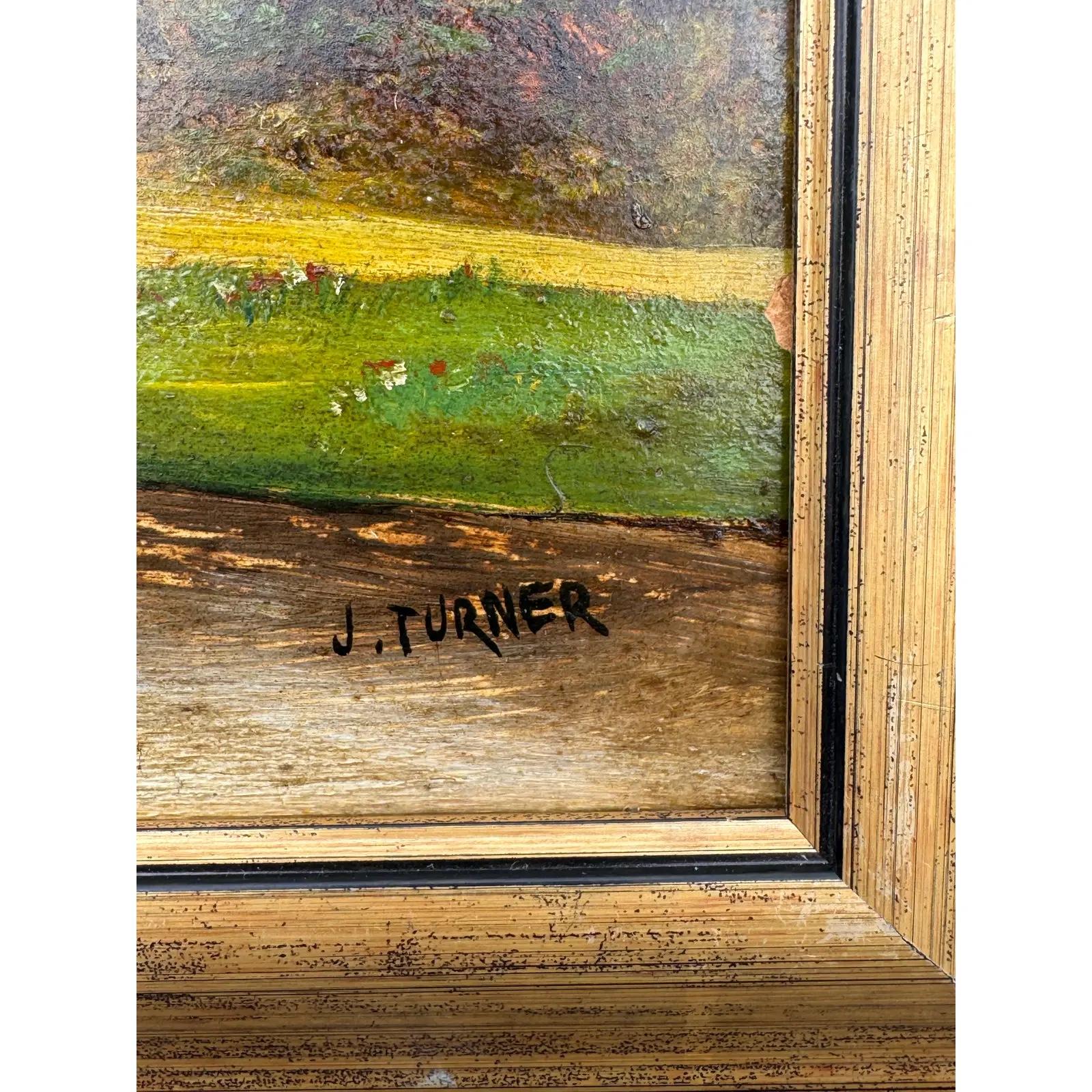 Pont de village anglais du XIXe siècle Huile sur toile Bon état - En vente à Nashville, TN