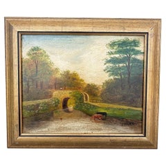 Englische Dorfbrücke aus dem 19. Jahrhundert Öl auf Leinwand