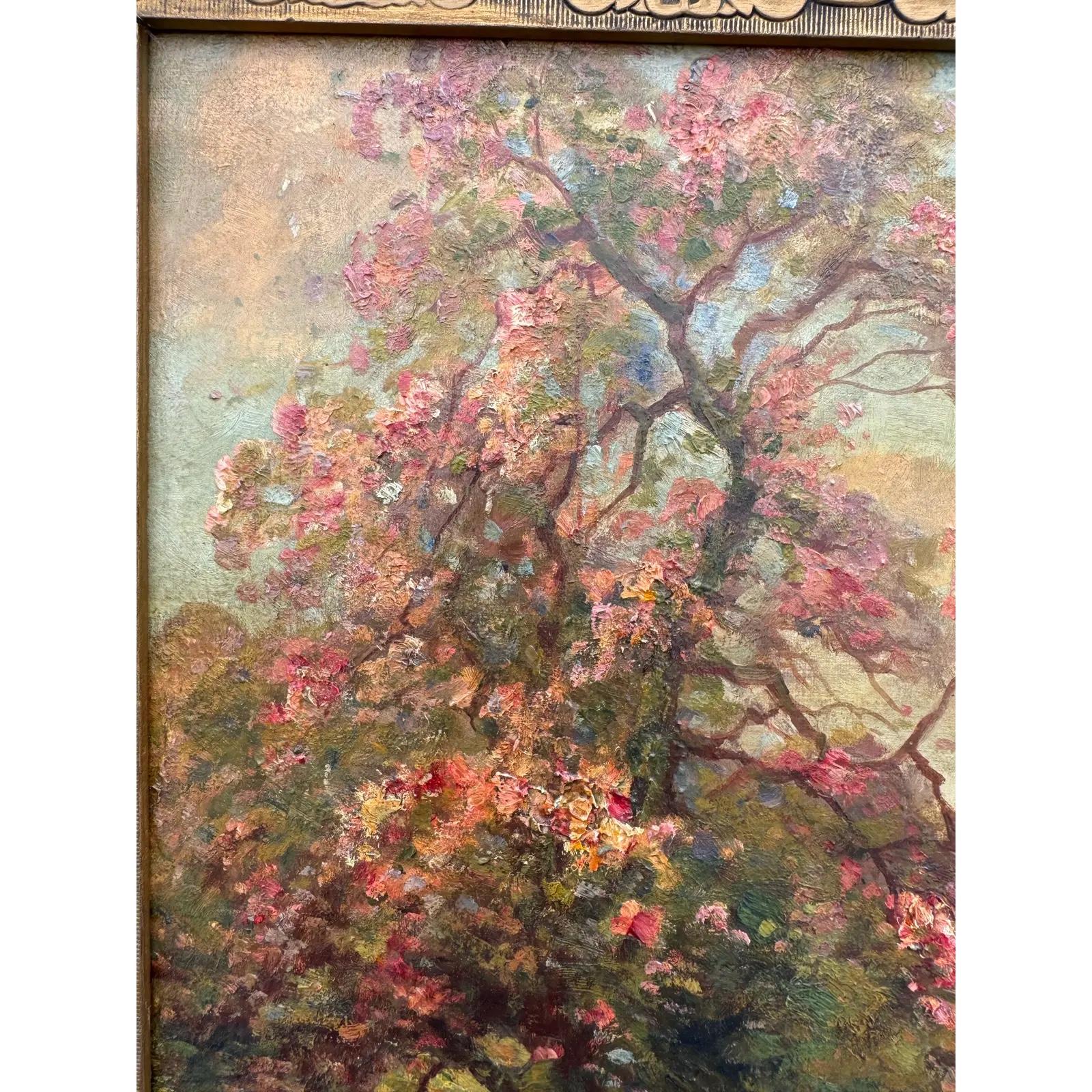 Huile sur toile - Village anglais du XIXe siècle au bord d'un cours d'eau Bon état - En vente à Nashville, TN