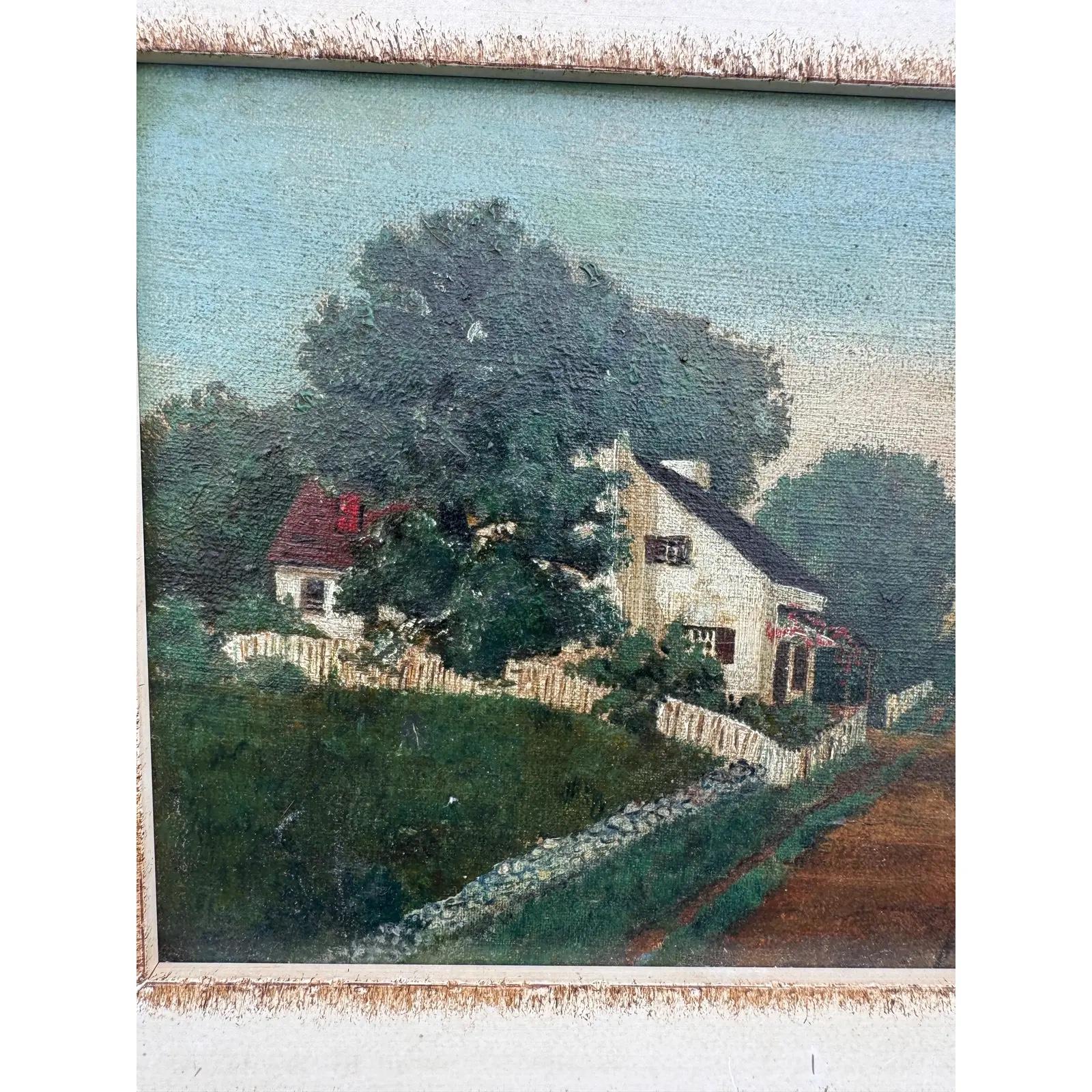 Anglais Huile sur toile d'un village anglais du XIXe siècle en vente