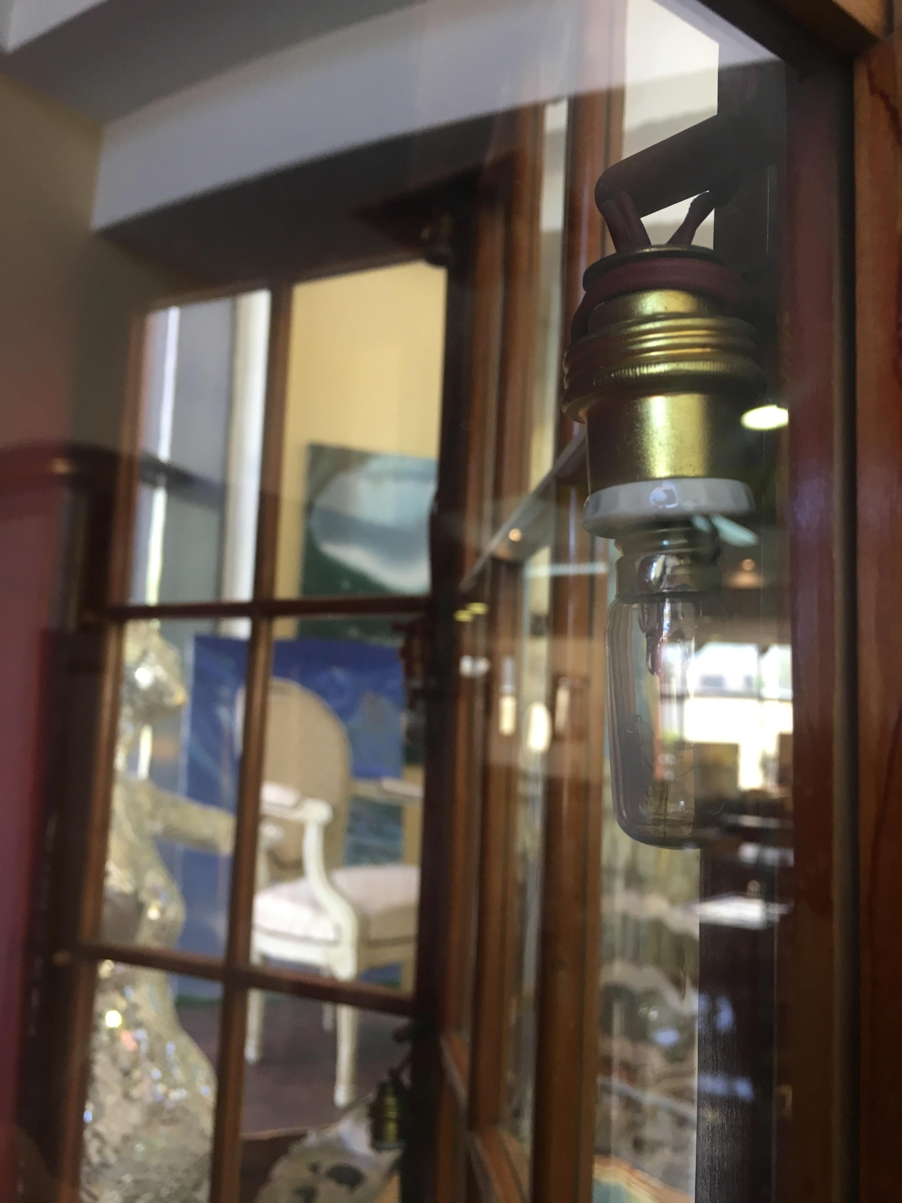 XIXe siècle Vitrine anglaise du 19ème siècle en placage d'acajou avec incrustations et décorations en vente
