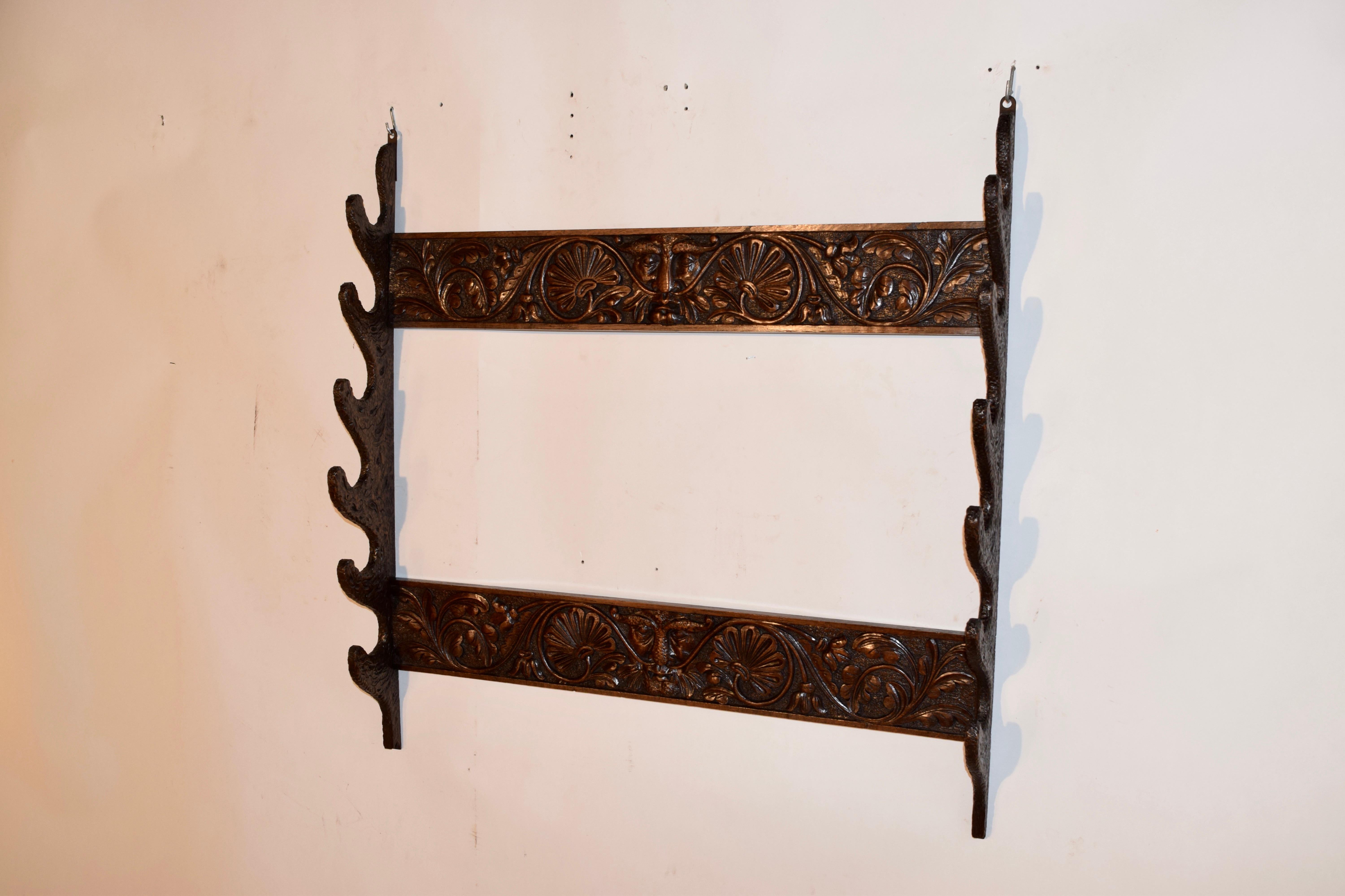 Hand-Carved 19th Century English Wall Rack