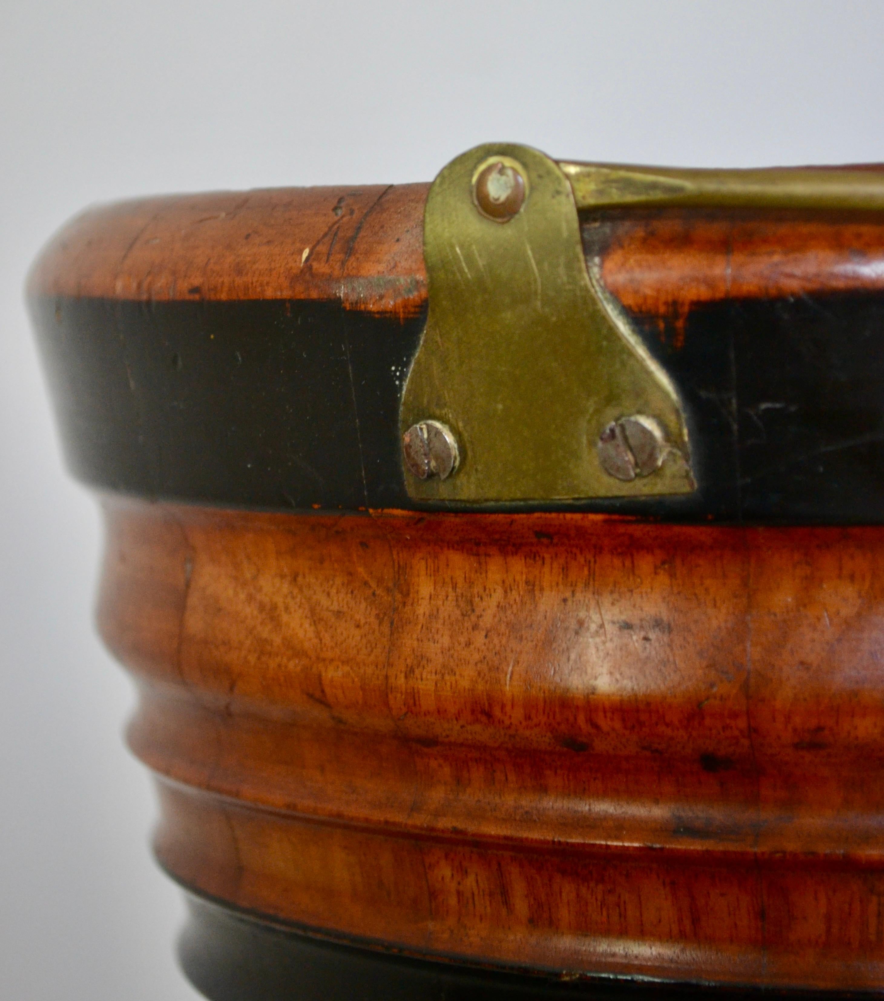 19th Century English Walnut and Ebonized Peat / Coal Bucket with Copper Liner For Sale 2