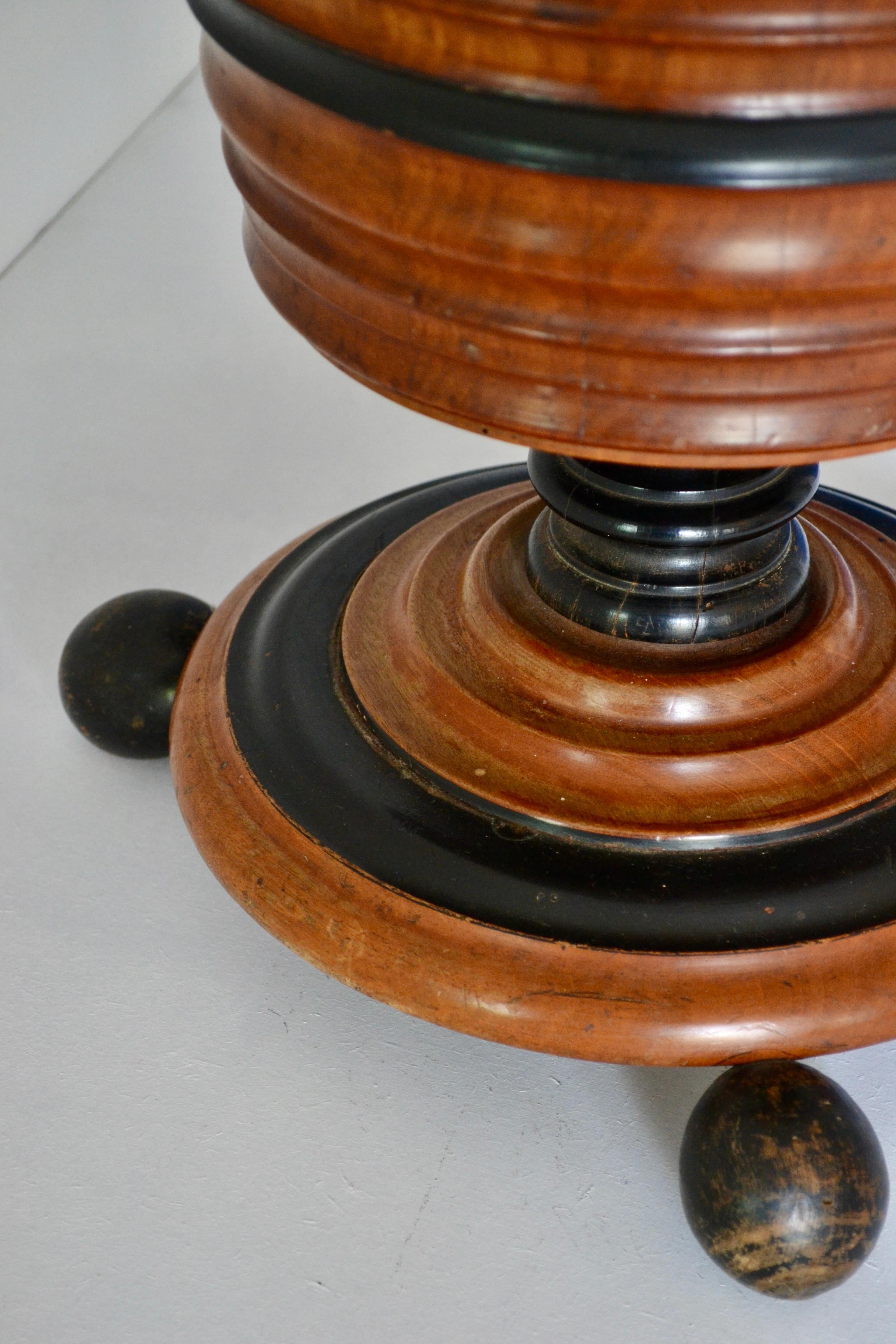 19th Century English Walnut and Ebonized Peat / Coal Bucket with Copper Liner For Sale 3