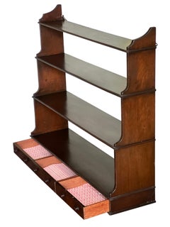 19th Century English Walnut and Mahogany Hanging Wall Shelves with Drawers