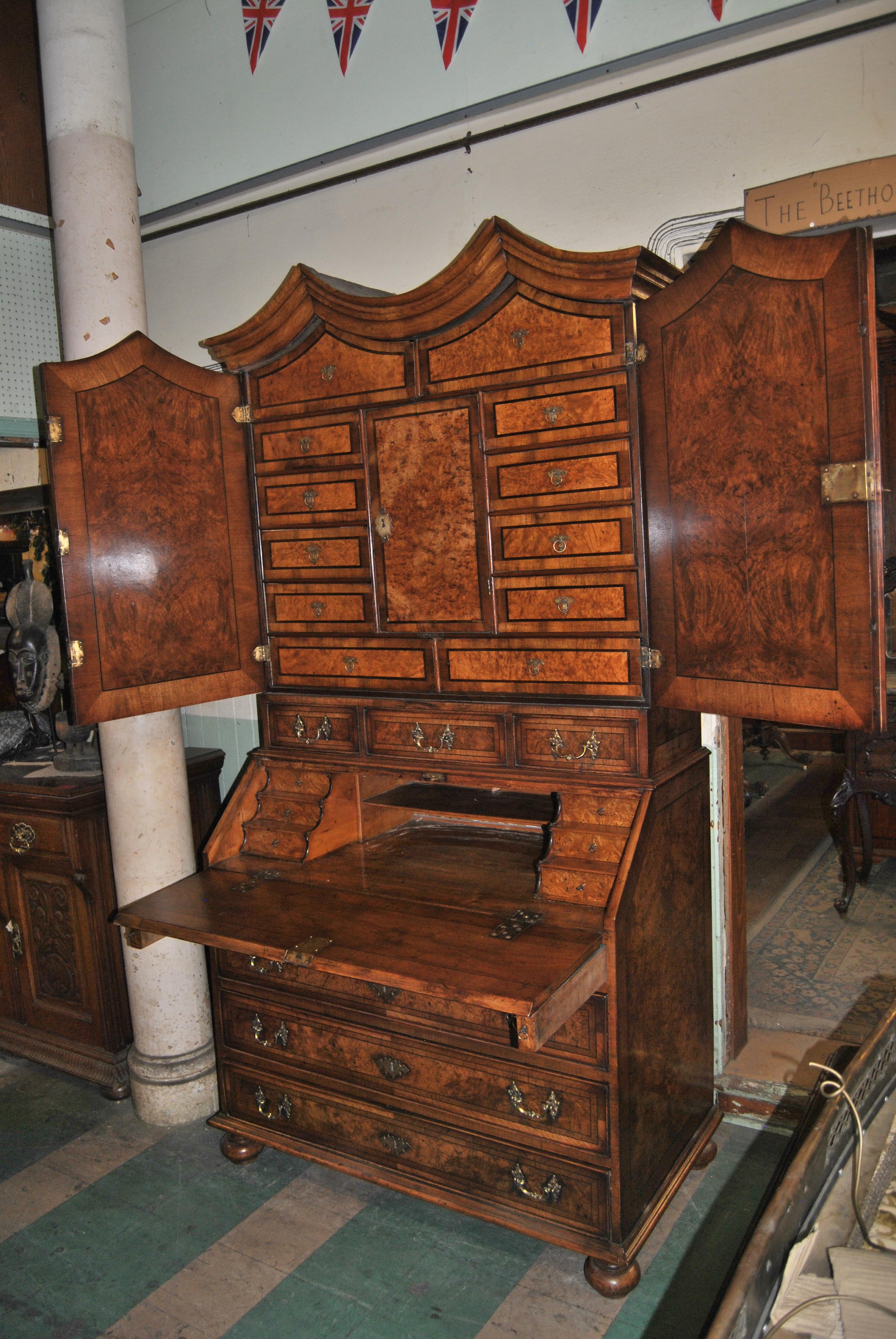 Early 19th Century 19th Century English Walnut Bookcase or Secretary For Sale