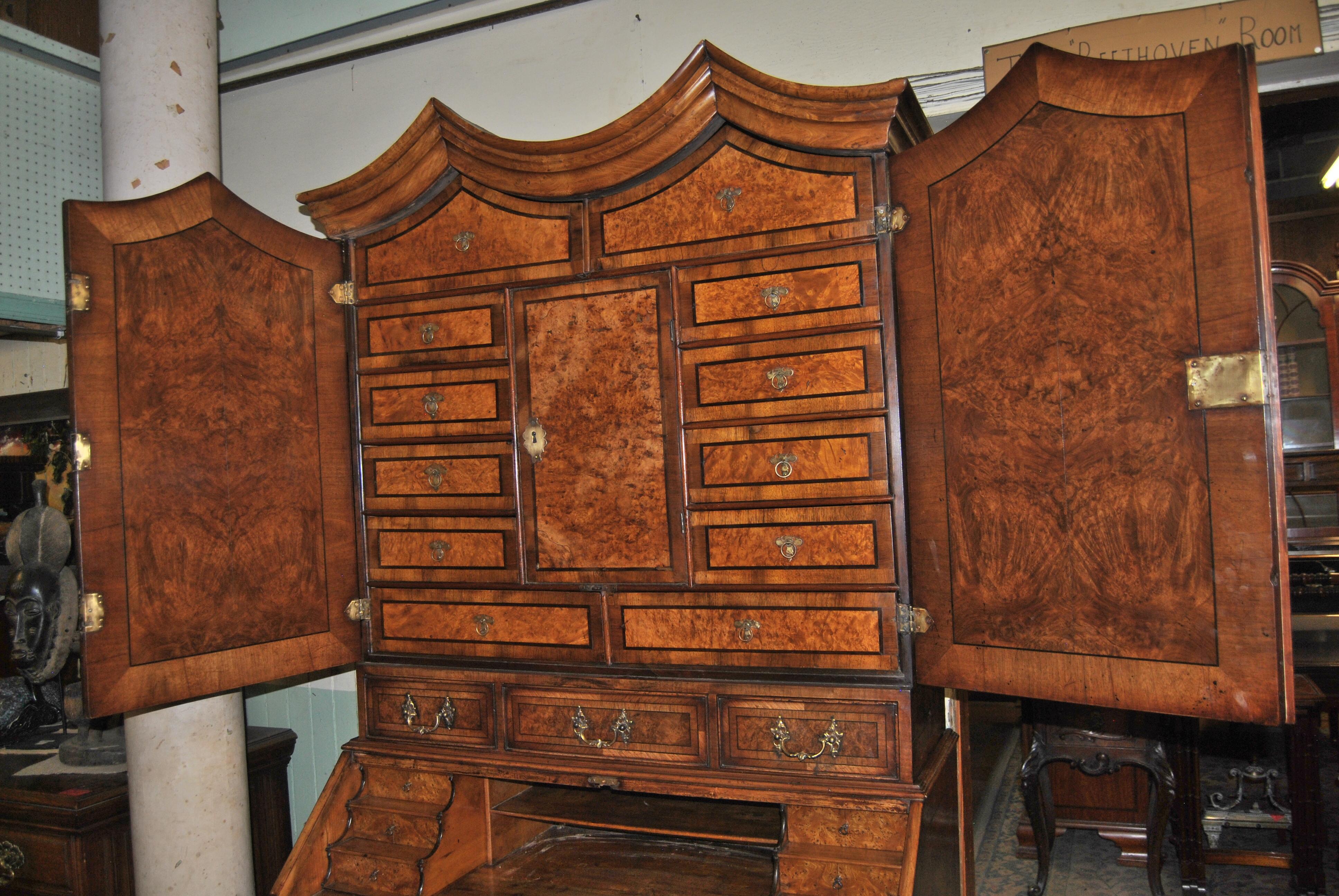 19th Century English Walnut Bookcase or Secretary For Sale 1