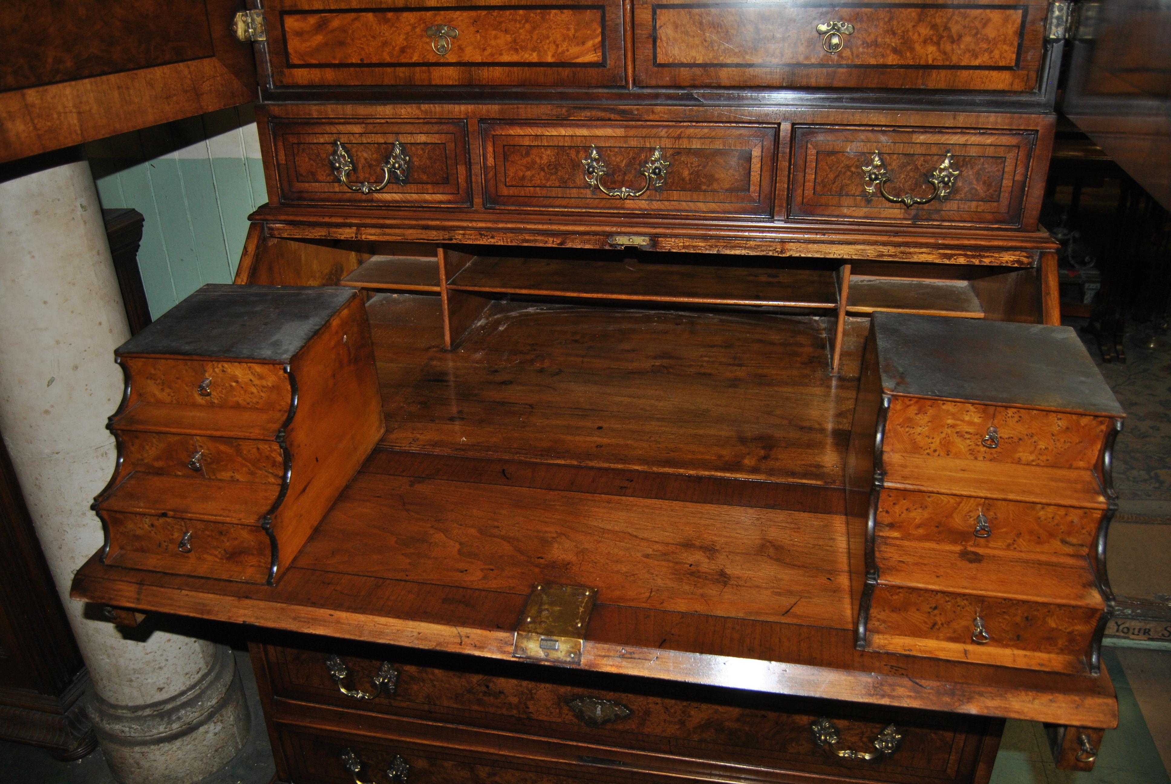 19th Century English Walnut Bookcase or Secretary For Sale 2